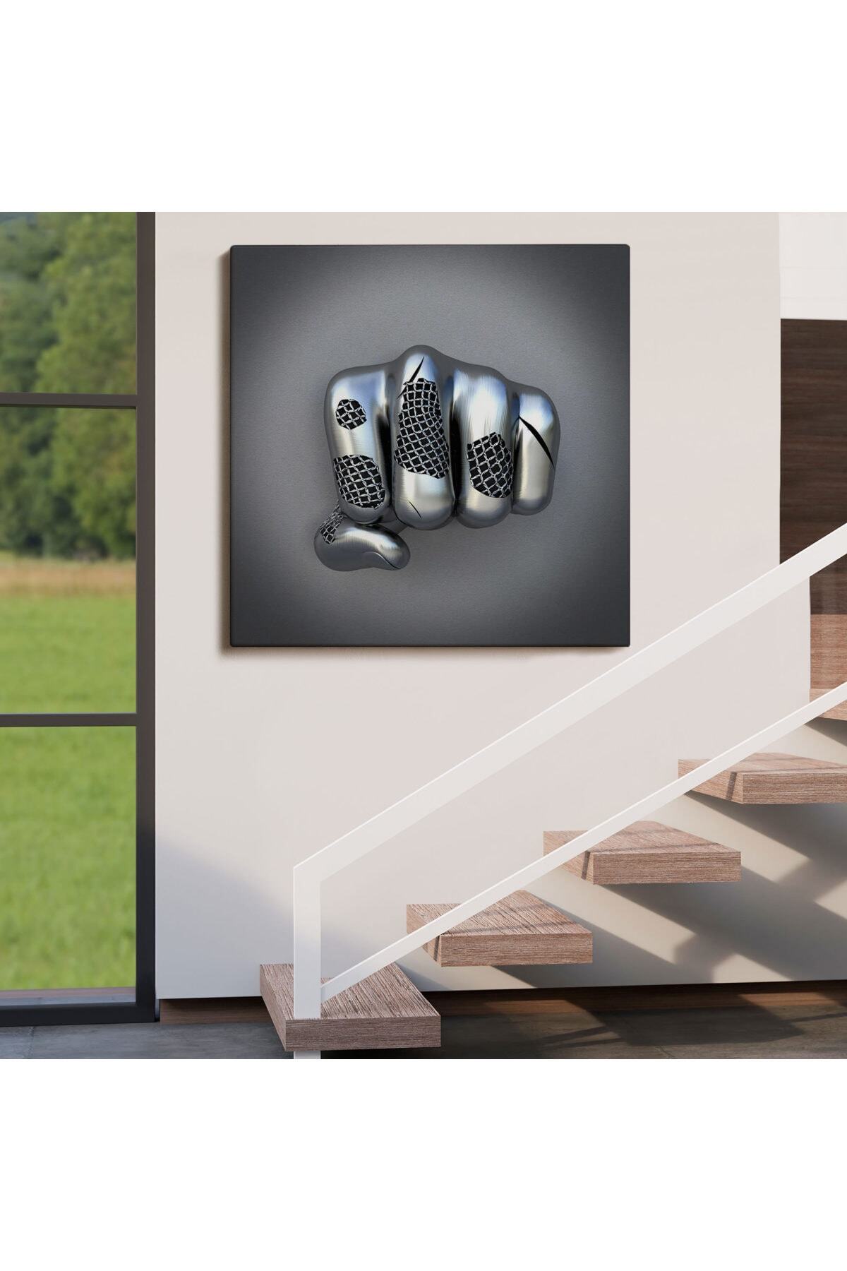 Çerçeveli Metalik 3D Efektli Modern Kanvas Tablo görsel 4