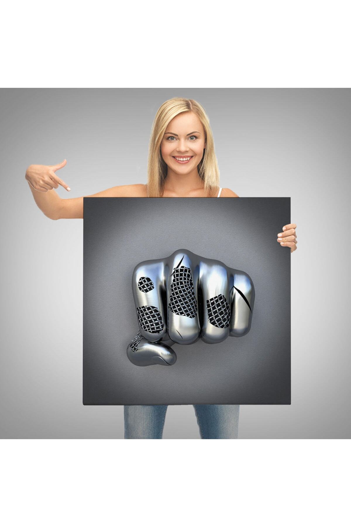 Çerçeveli Metalik 3D Efektli Modern Kanvas Tablo görsel 3