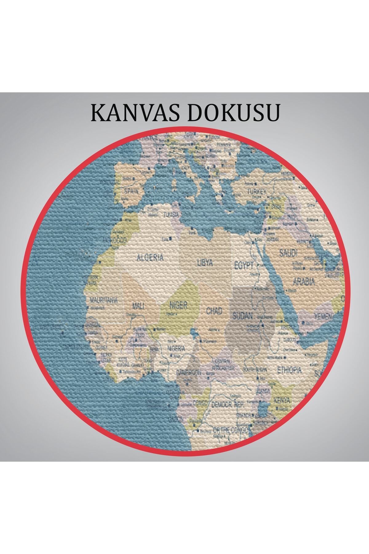 Dünya Haritası Dekoratif Kanvas Tabl görsel 6