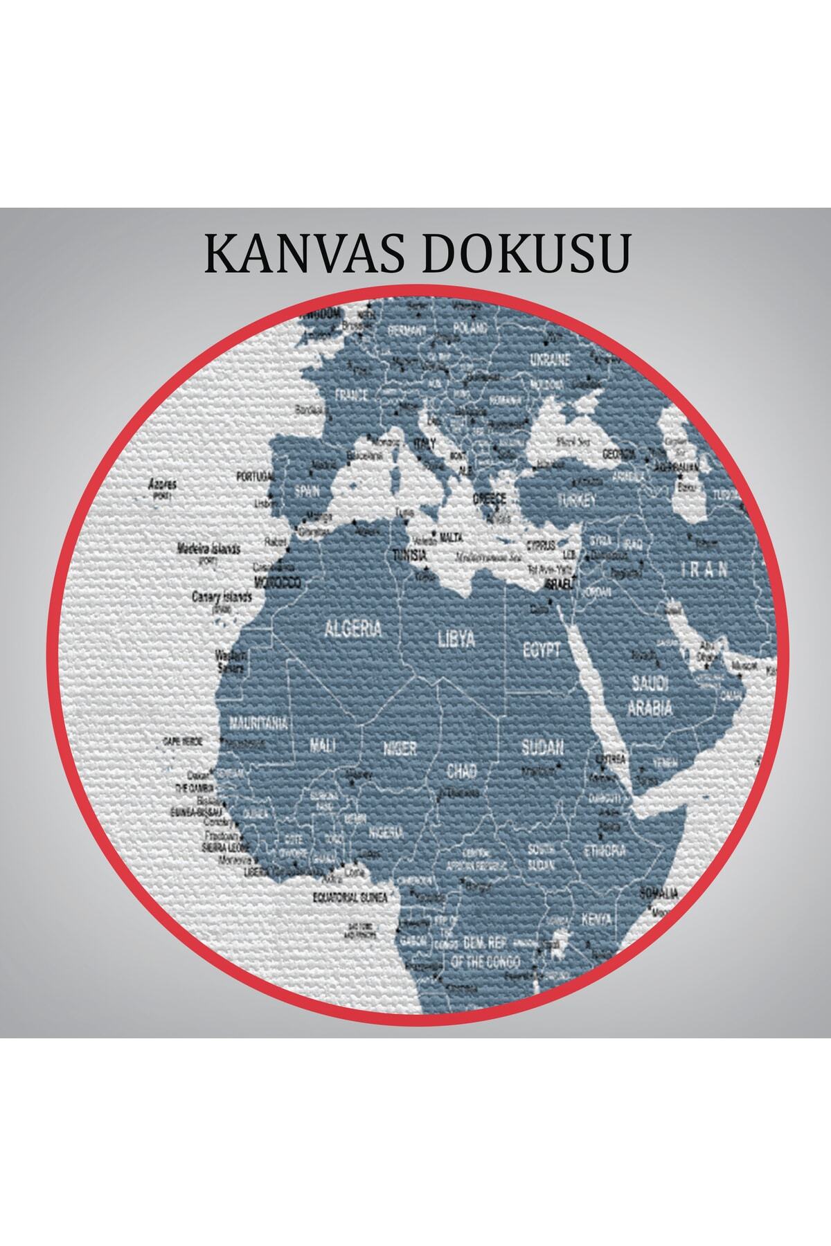 Dünya Haritası Dekoratif Kanvas Tablo-4 görsel 7