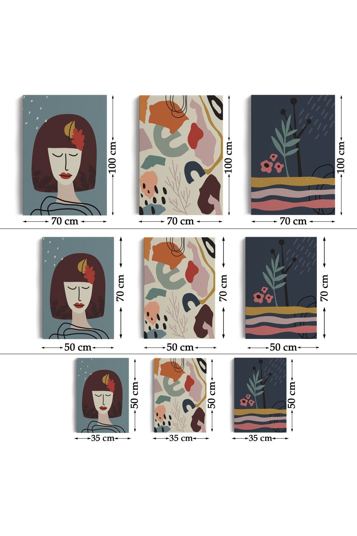 Çağdaş, Modern, Soyut Pastel 3 Lü Kanvas Duvar Tabblo Seti görsel 4