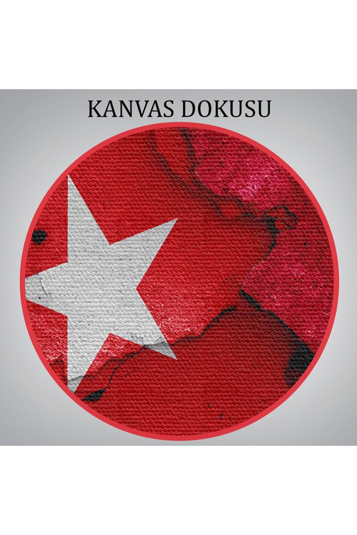 Türkiye Azerbaycan Bayrak Desenli Dekoratif Kanvas Tablo görsel 5