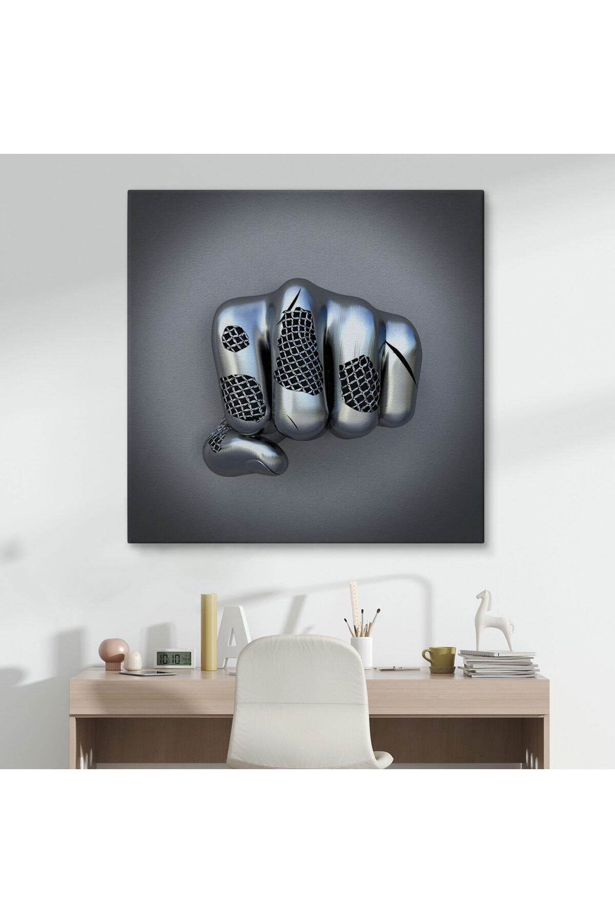 Çerçeveli Metalik 3D Efektli Modern Kanvas Tablo görsel 7