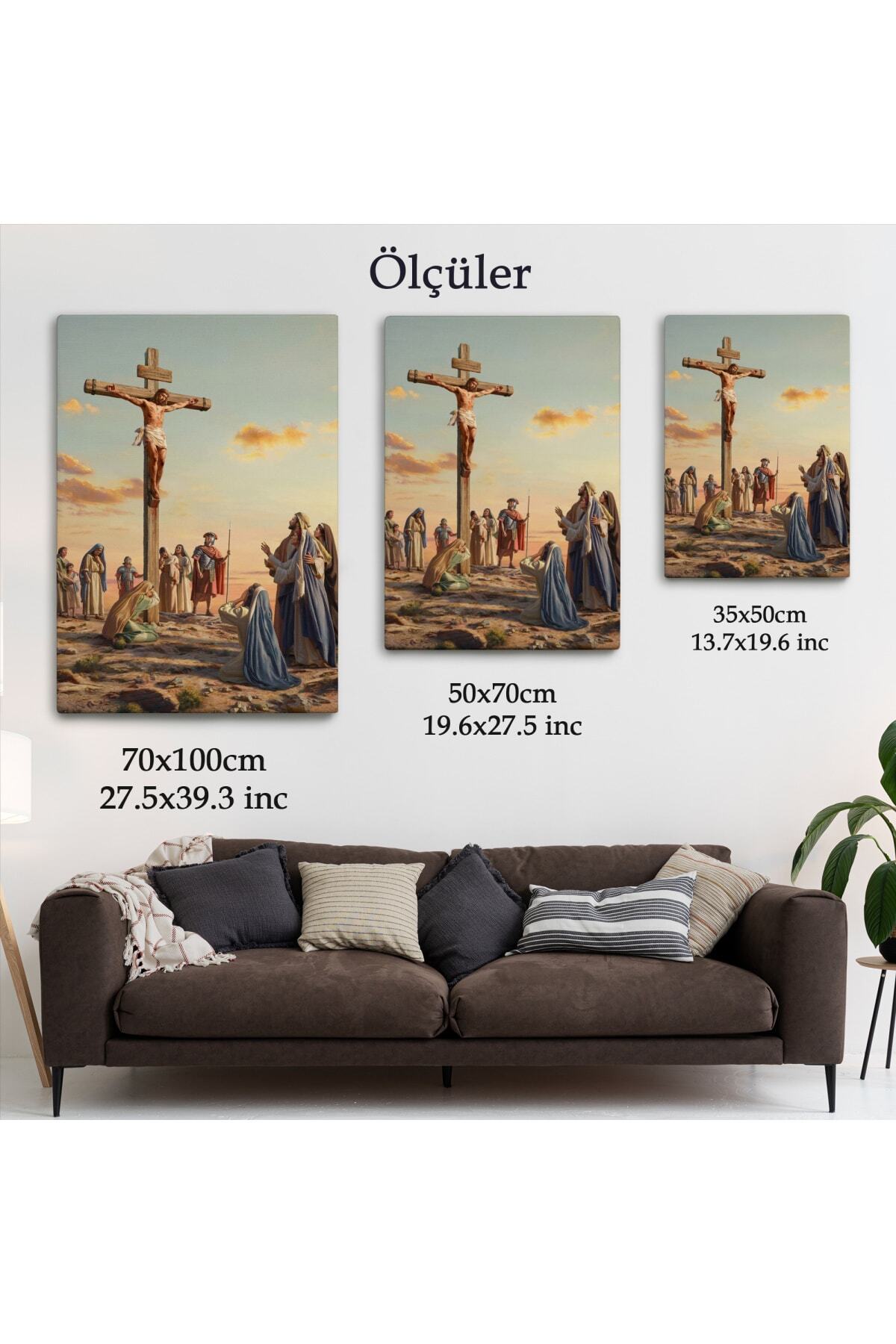 Çarmıha Gerilmiş Isa Mesih Kanvas Duvar Tablosu, Jesus Christ görsel 5