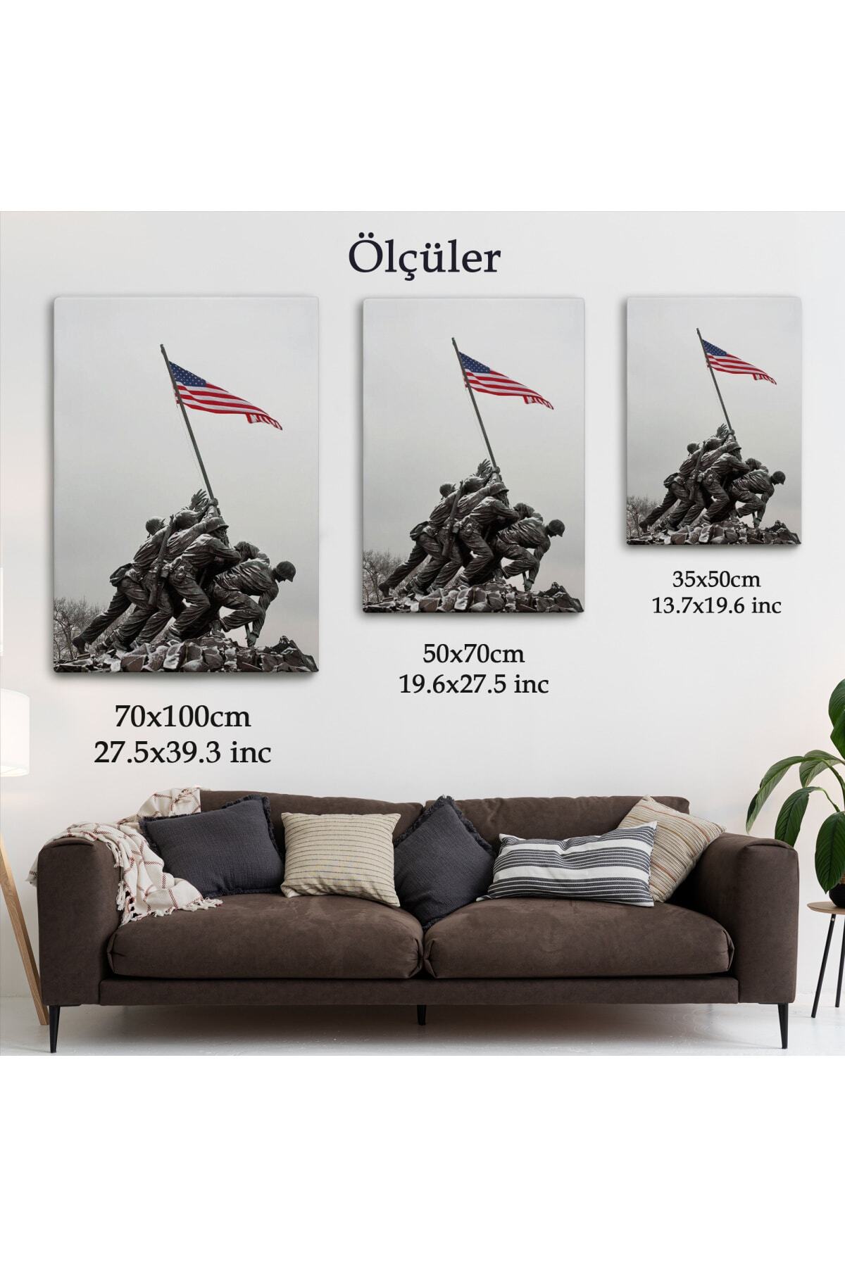 Amerika Bayrağı Diken Askerler Dekoratif Duvar Kanvas Tablo görsel 5