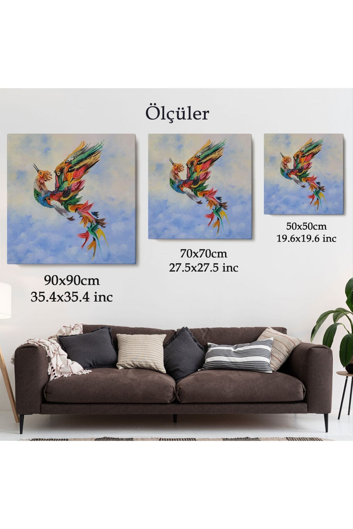 Renkli Simurg Kuşu Anka Kuşu Kanvas Tablo görsel 6