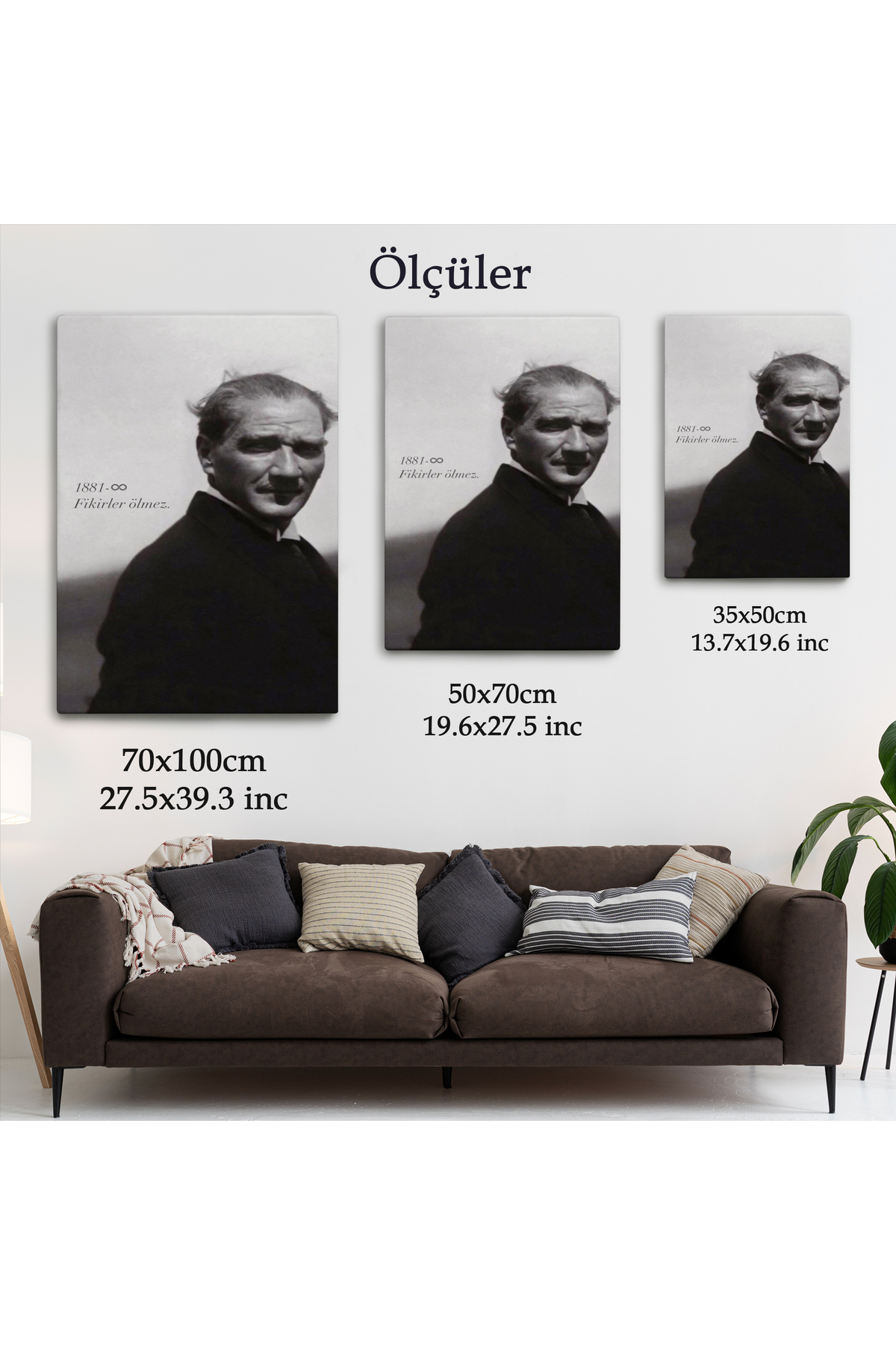 Atatürk Portre Tablosu Mustafa Kemal Atatürk Dikdörtgen Dekoratif Kanvas Tablo-1 görsel 5
