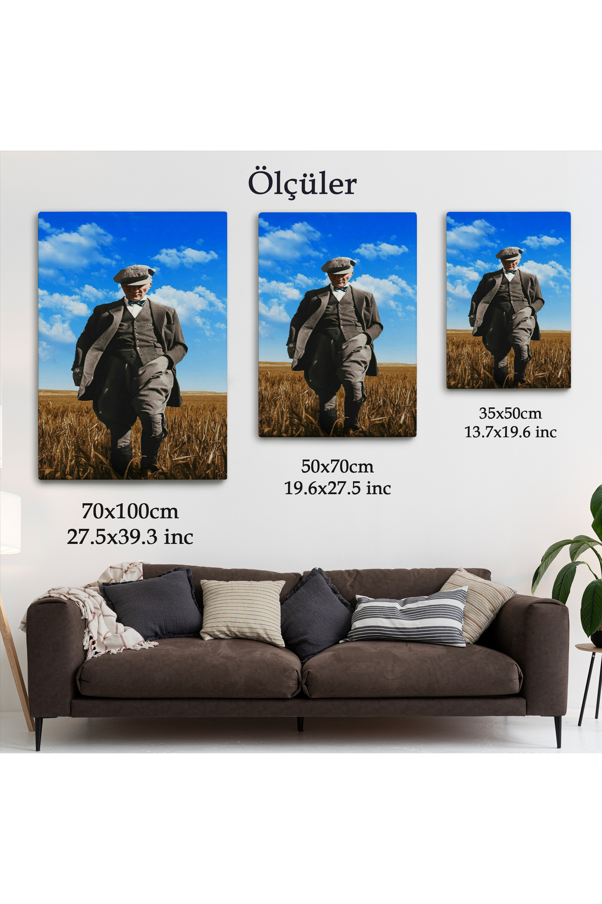Atatürk Portre Tablosu Mustafa Kemal Atatürk Dikdörtgen Dekoratif Kanvas Tablo görsel 5