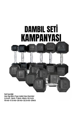 Rebuwo Hex Dambıl Set (2,5KG-25KG)