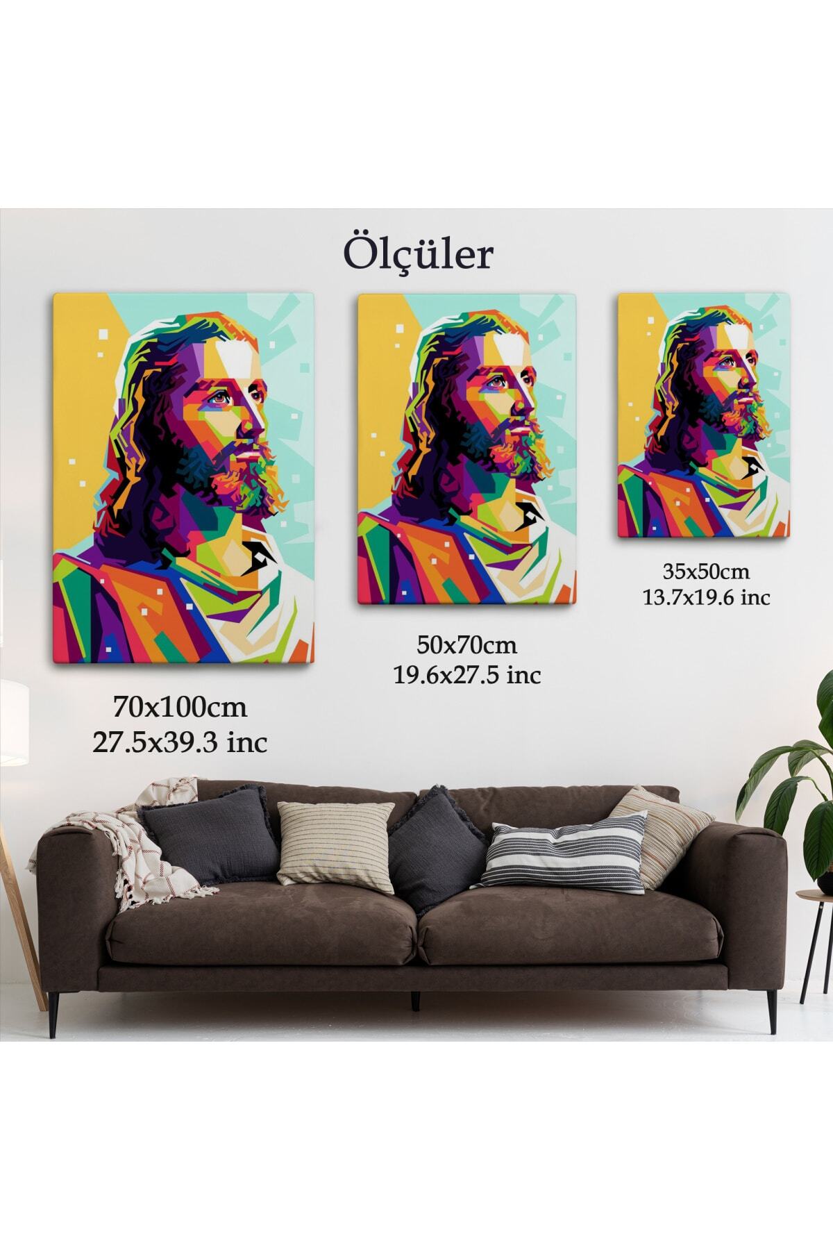 Renkli Isa Mesih Kanvas Duvar Tablosu, Jesus Christ görsel 5