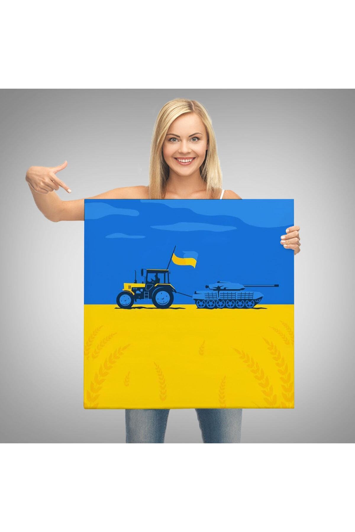 Rus Tankını Çeken Ukraynalı Çiftçi Kanvas Tablo görsel 3
