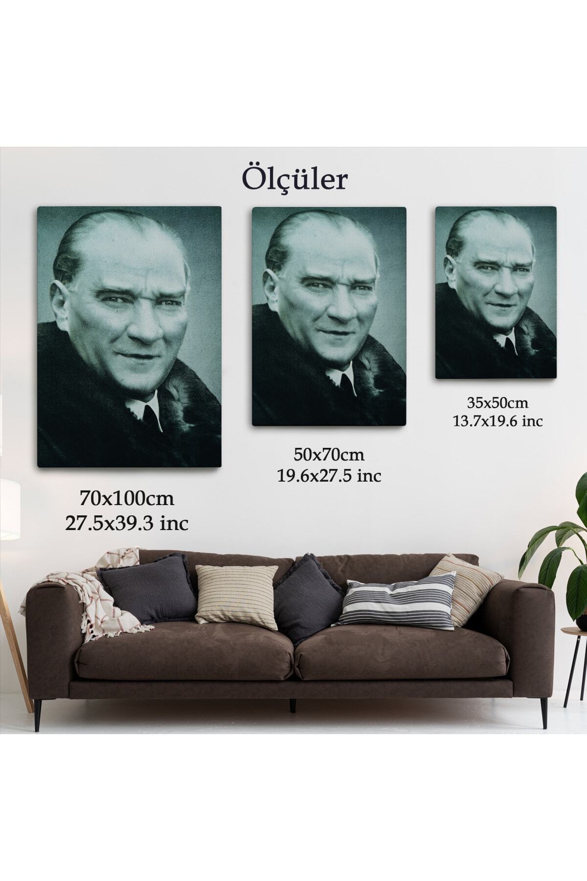 Atatürk Portre Tablosu Mustafa Kemal Atatürk Dikdörtgen Dekoratif Kanvas Tablo-10 görsel 5