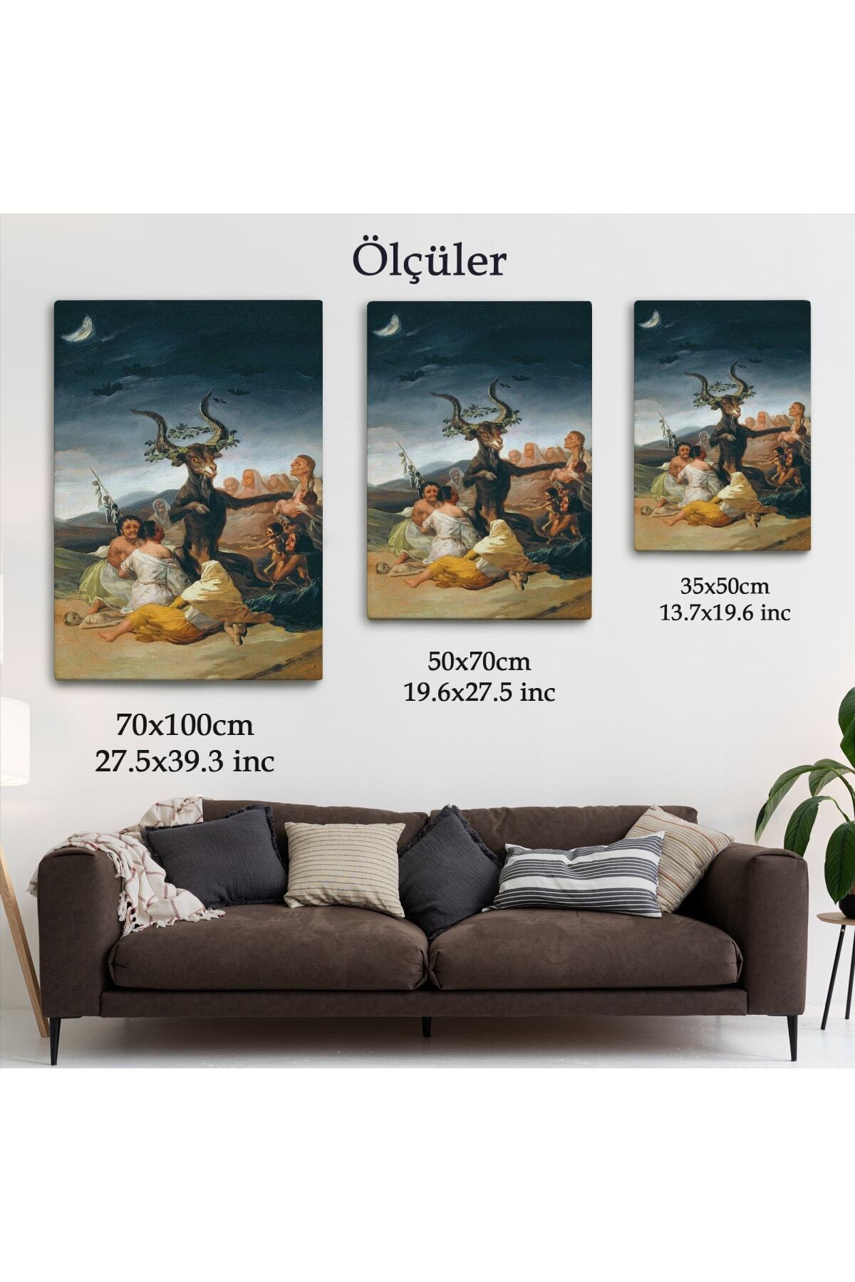 Cadılar Bayramı, Francisco Goya Cadılık Meclisi Sanatı Kanvas Tablo görsel 6