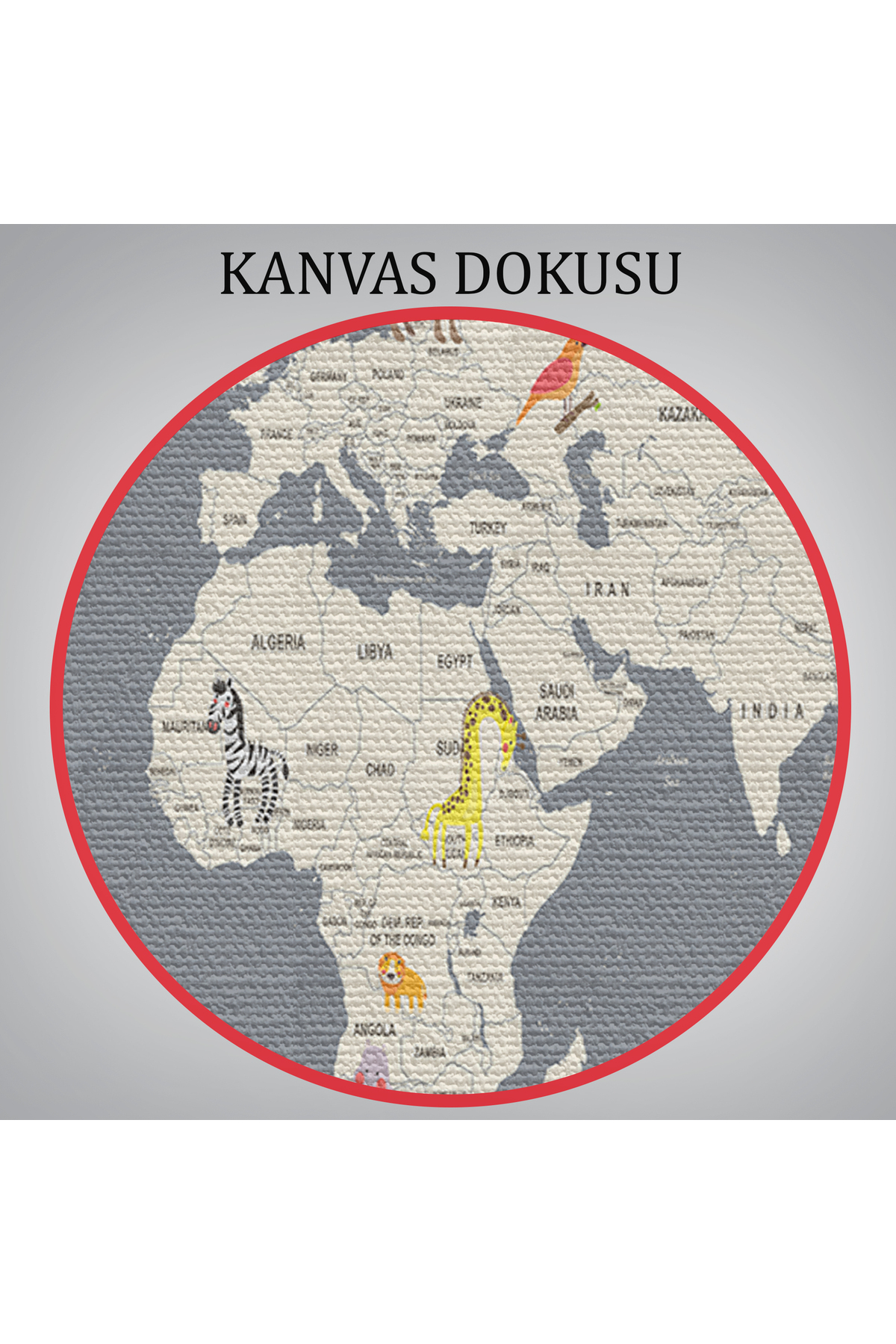 Çocuk Odası Için Dekoratif Dünya Haritası Kanvas Duvar Tablosu görsel 6