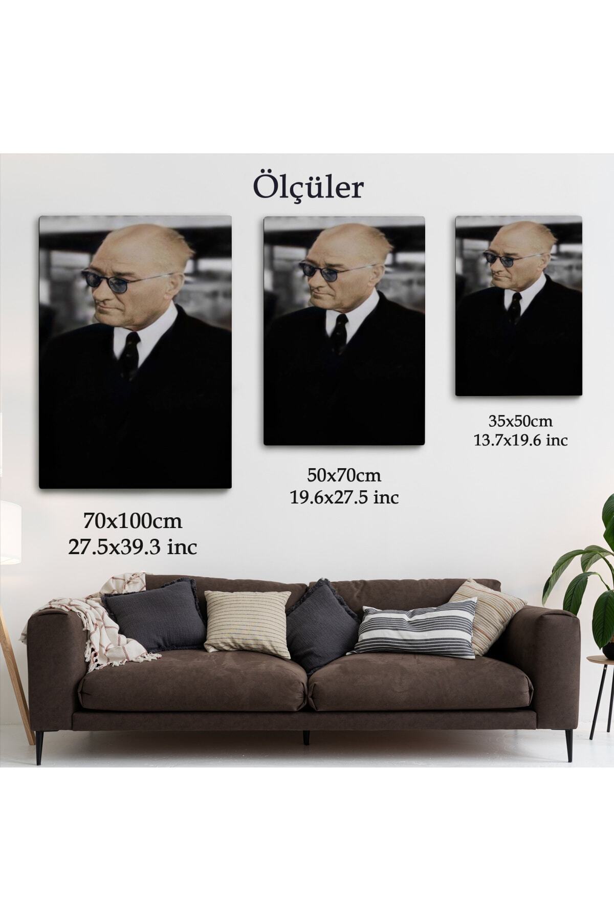 Atatürk Portre Tablosu Mustafa Kemal Atatürk Dikdörtgen Dekoratif Kanvas Tablo-4 görsel 6