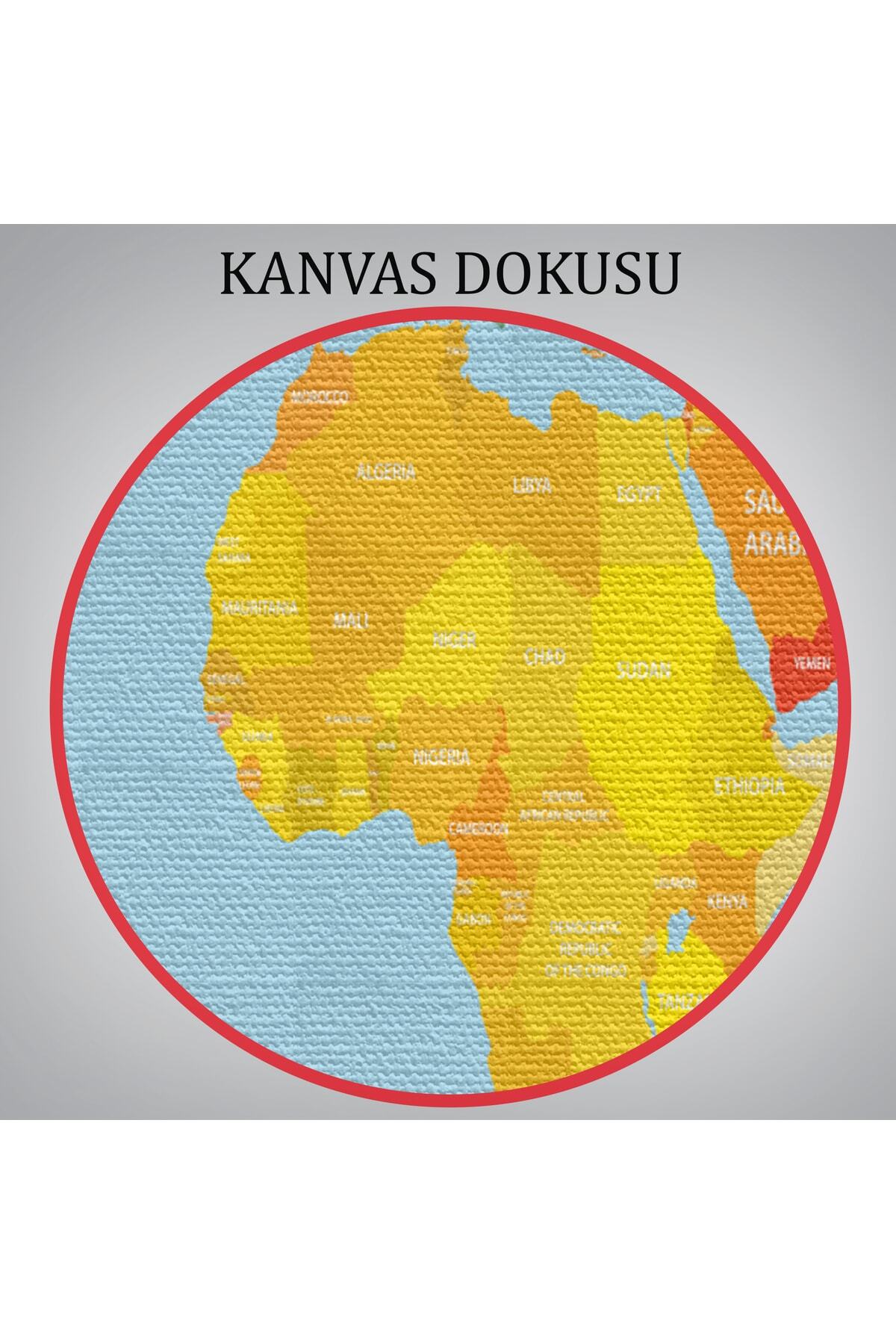 Dünya Haritası Dekoratif Kanvas Tablo-6 görsel 7