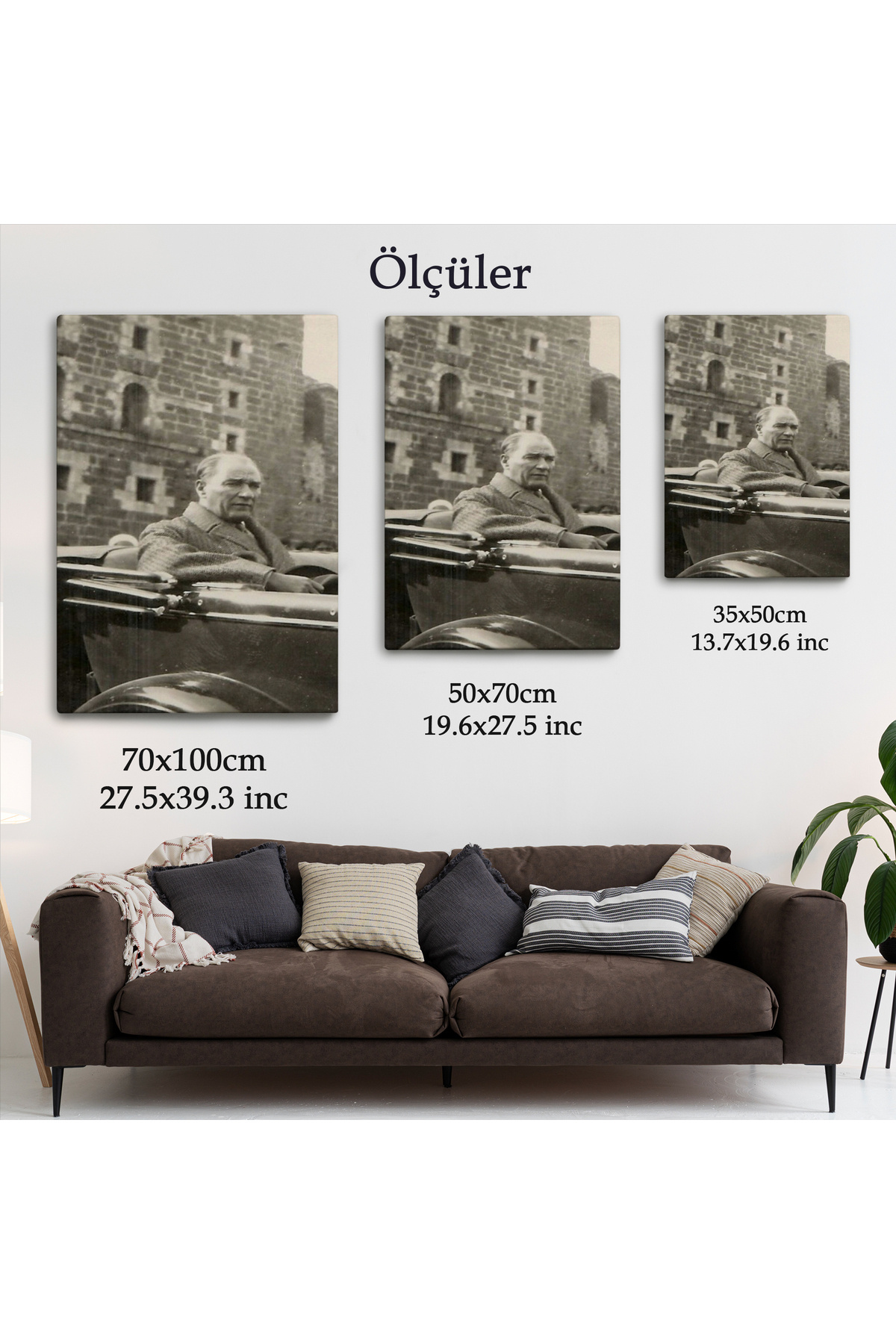 Atatürk Portre Tablosu Mustafa Kemal Atatürk Dikdörtgen Dekoratif Kanvas Tablo-5 görsel 6