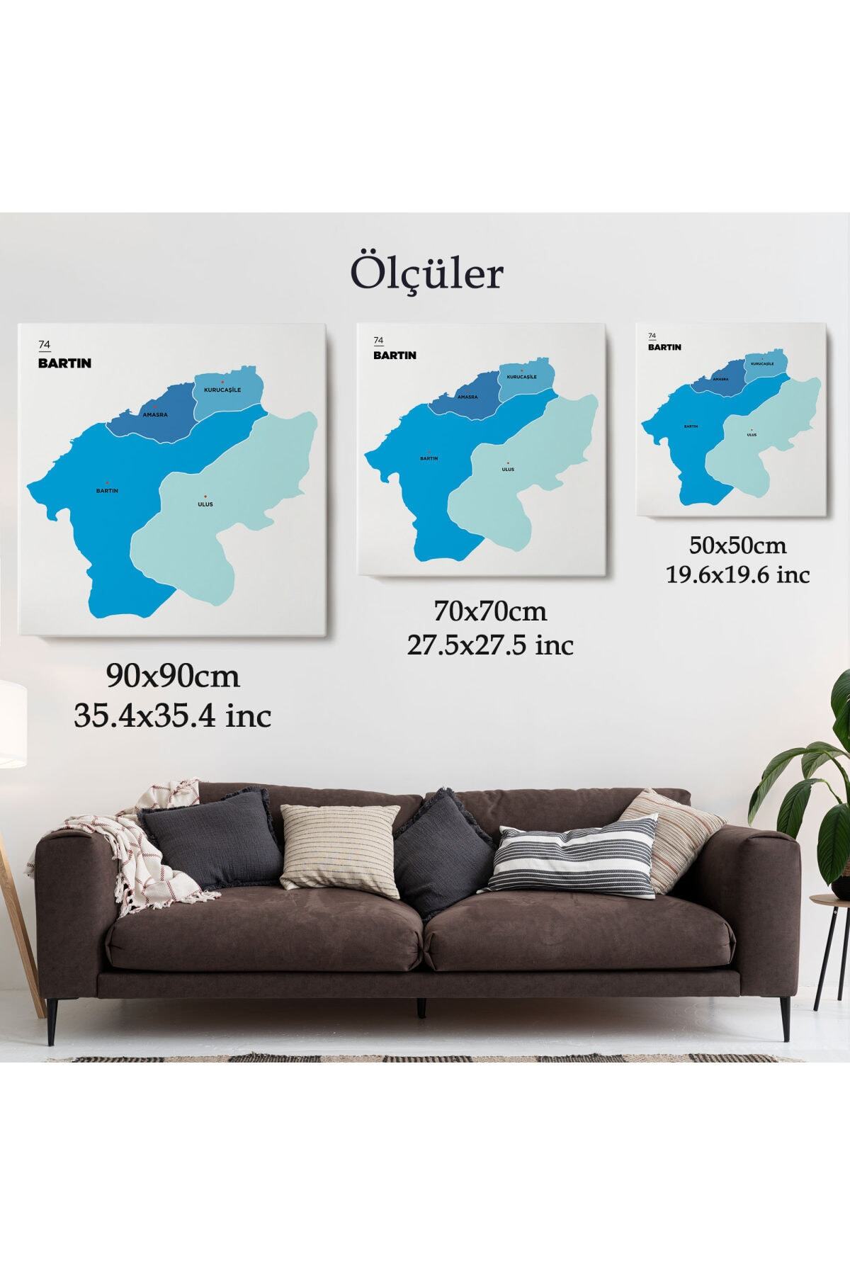 Bartın Ili Ve Ilçeler Haritası Dekoratif Kanvas Tablo-1 görsel 5