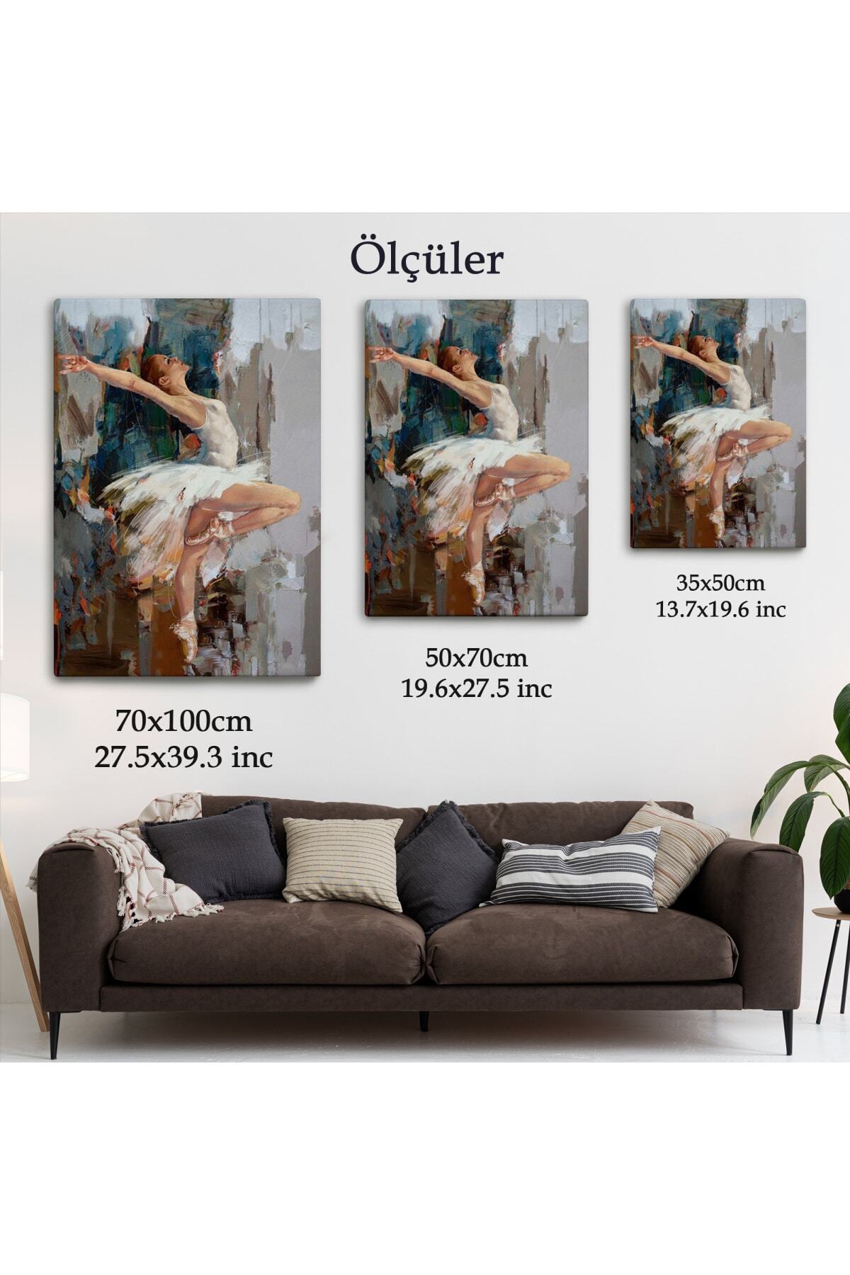 Beyaz Elbiseli Bale Yapan Güzel Kız Duvar Tablosu görsel 5
