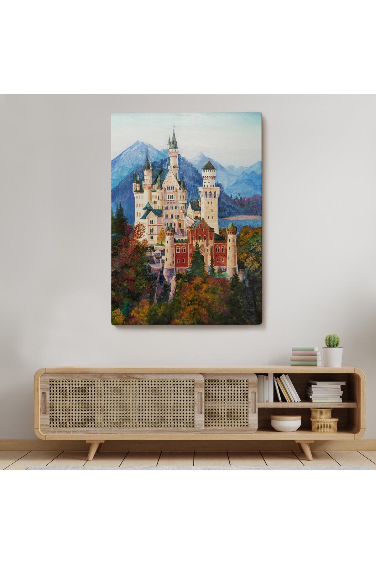 Bavyera Almanya Neuschwanstein Kalesi Kanvas Tablo görsel 7