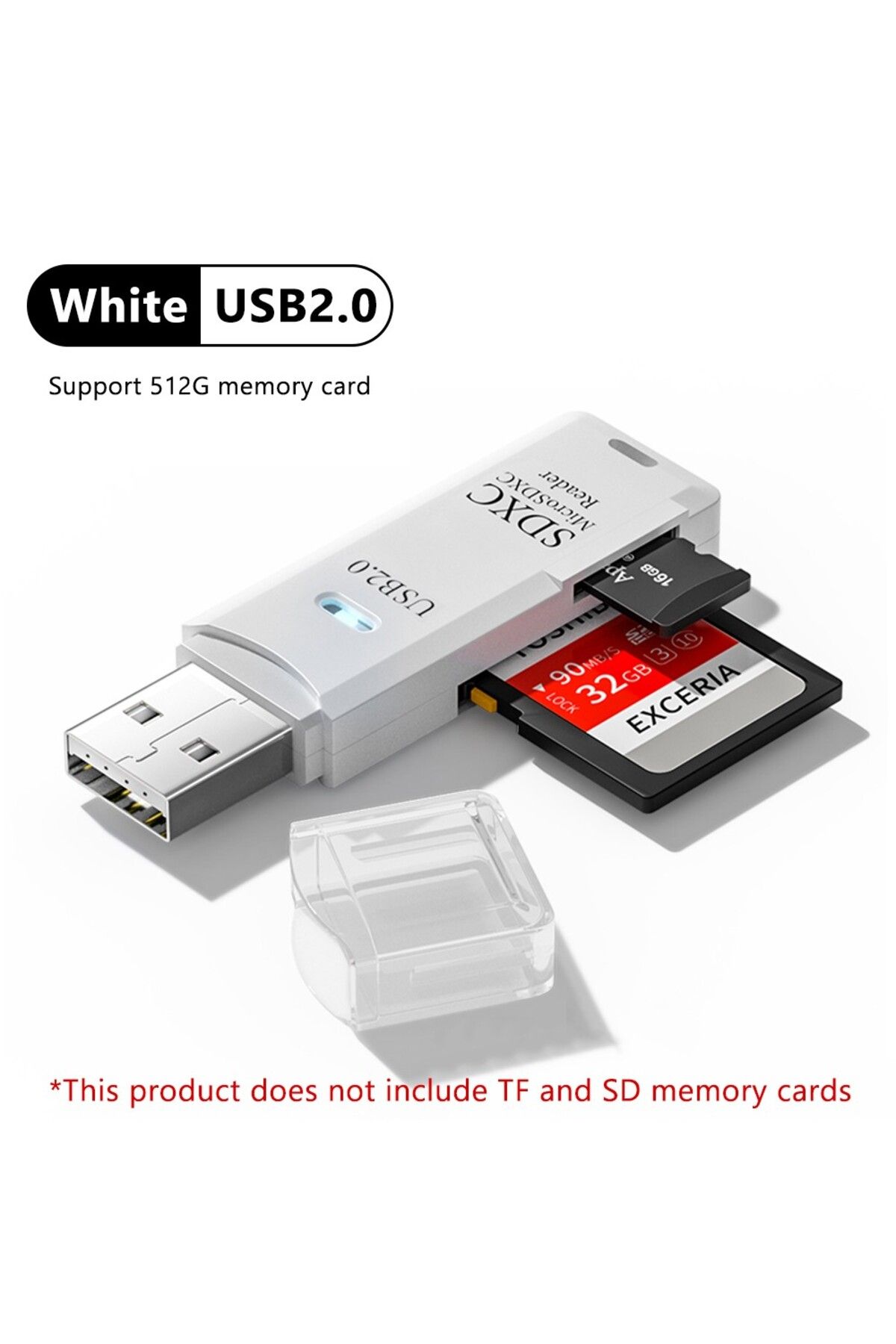 Crouch-قارئ بطاقات USB 2.0 أبيض قطعتان 2 في 1 USB 3.0 قارئ بطاقات USB 3.0 إلى Sd Tf قارئ بطاقات ذاكرة USB فلاشة 1