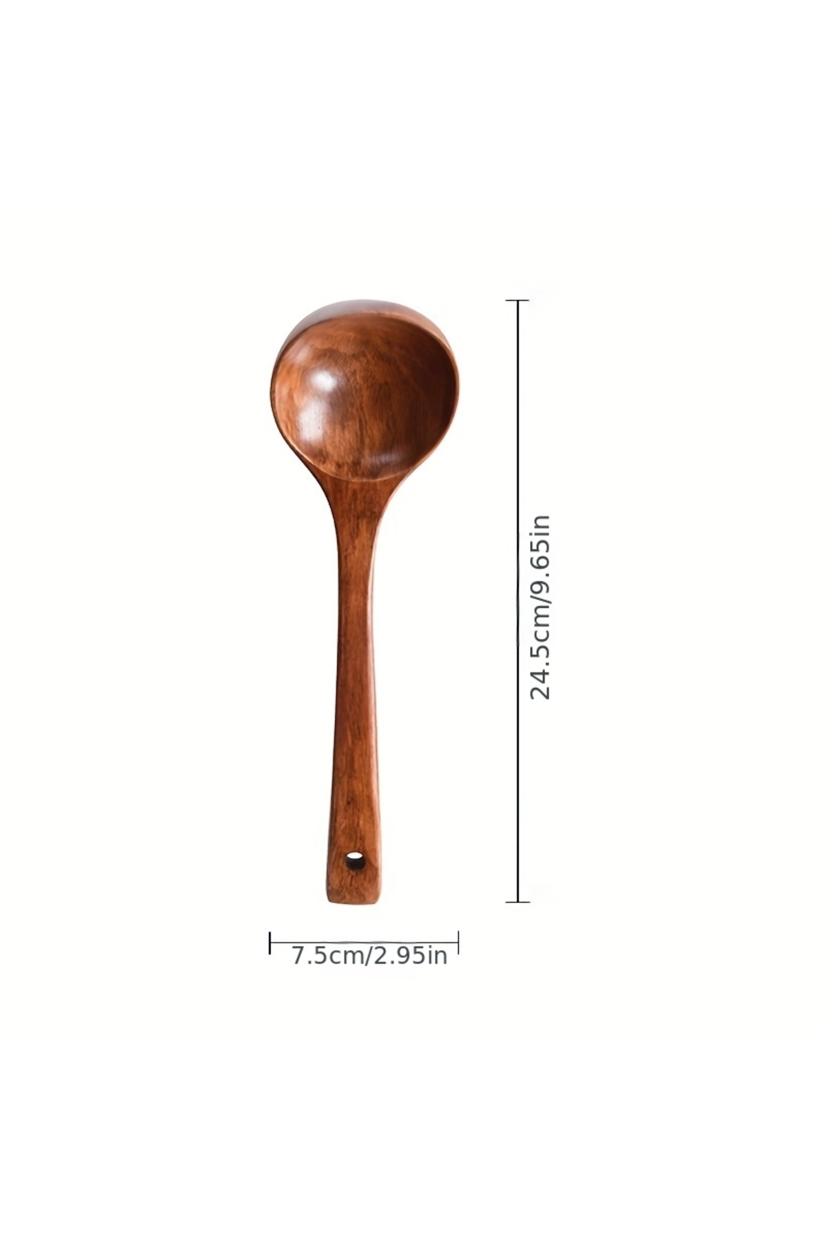 Choice-Wine Red 1pc Non-stick Wooden Cooking Spoon,daily Solid Anti-scalding Soup Ladle For Kitchen 1