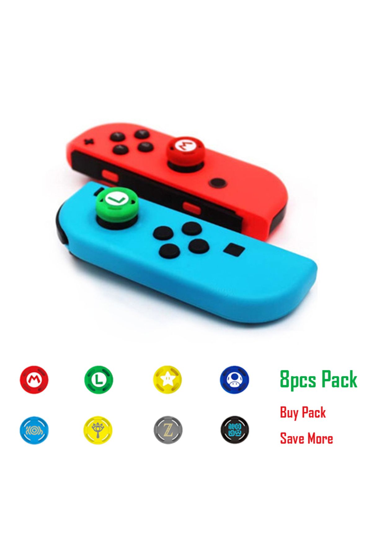 Choice-8pcs Soft Silicone Cute Cartoon Thumb Stick Grips Cap For Switch Oled Joy Con Controller NS Lite ... 7