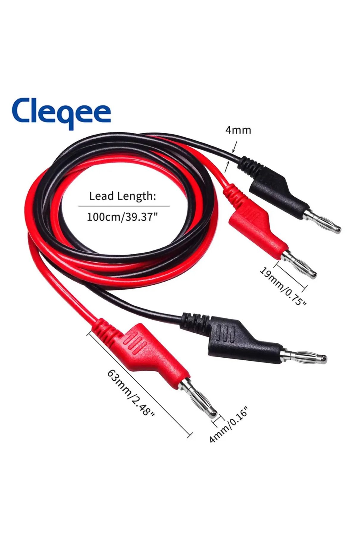 CLEQEE-2 متر Cleqee P1036 5 قطع 4 مم قابس الموزة النحاسي إلى قابس الموزة أسلاك اختبار مقياس متعدد كابل سلك بولي كلوريد الفينيل الناعم 5