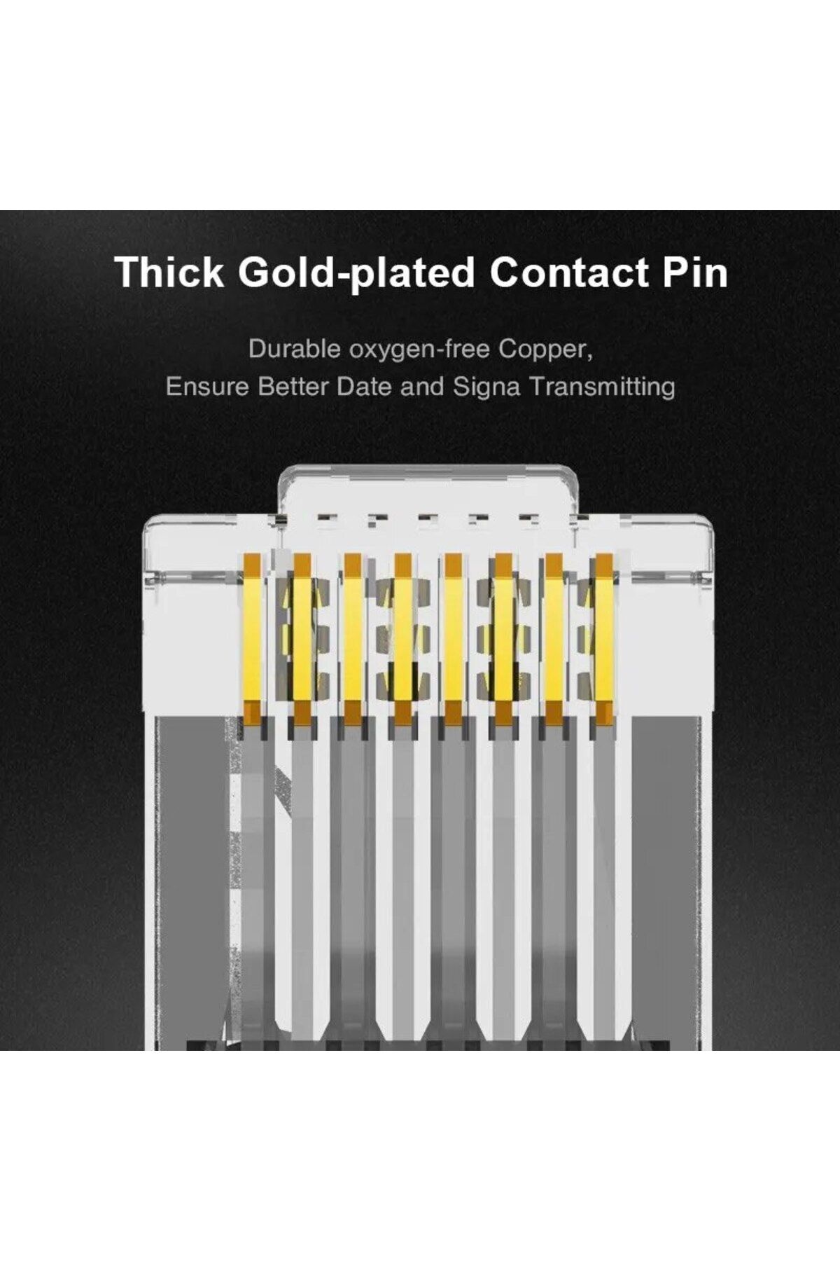 ZoeRax-100pcs 50/100 Pcs Rj45 Pass Through Connector 23awg Cat6 Cat5e Rj45 Modular Plugs Gold Plated 5