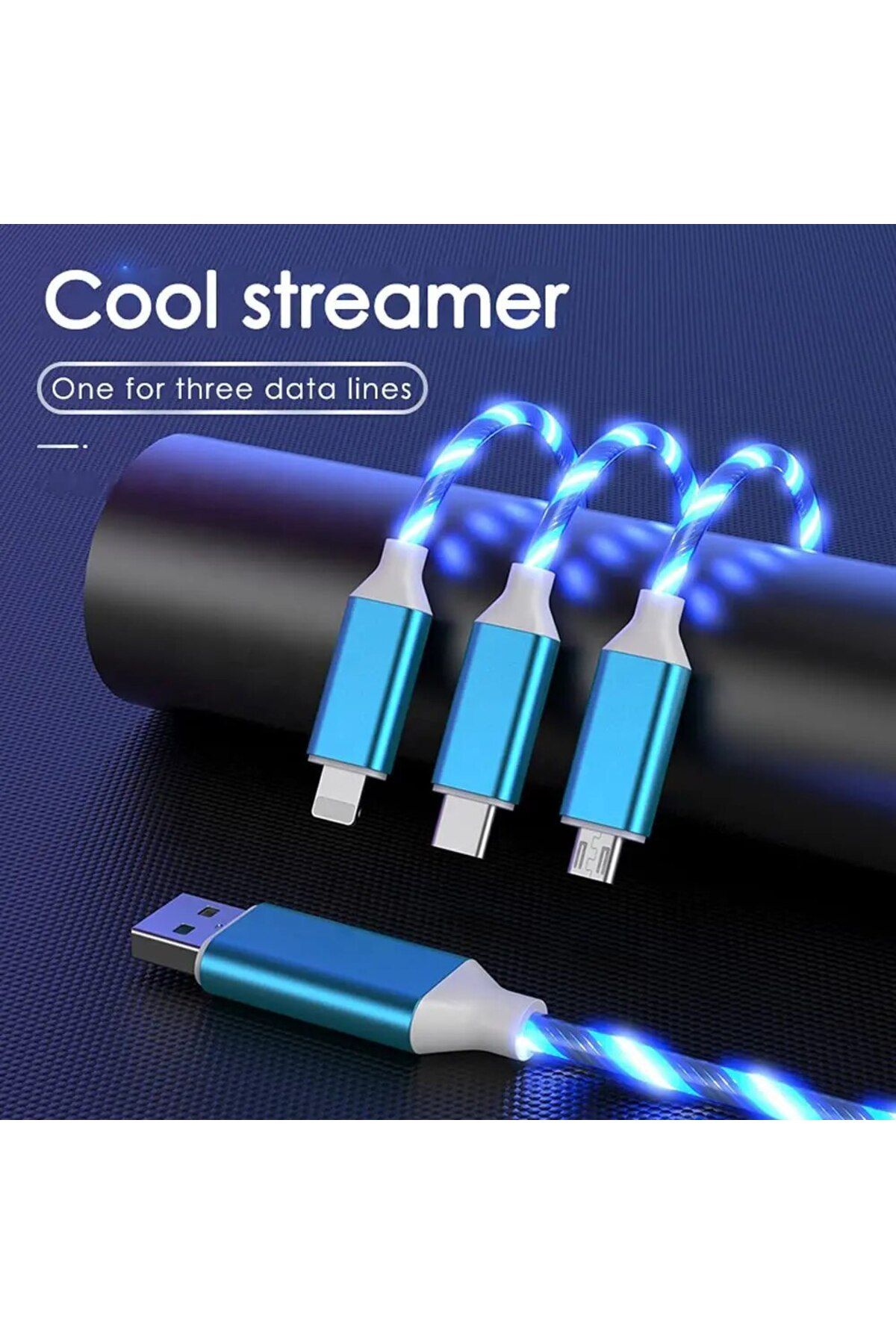 Choice-Câble De Charge Rapide 3 En 1 Avec Éclairage LED, 3A, Micro USB Type C, Pour IPhone, Samsung, Xia... 4