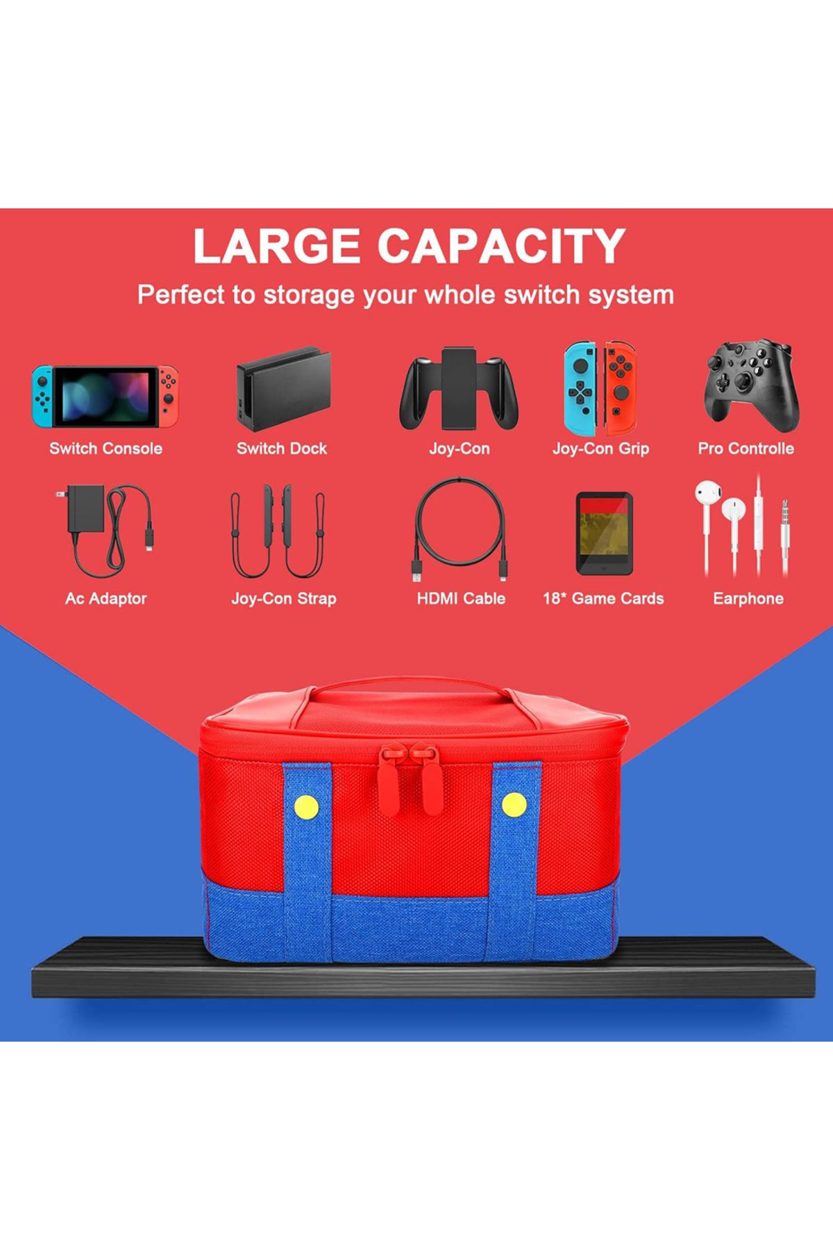 Choice-Large Carrying Protective Case for Nintendo Switch OLED Console Pro Controller Travel Storage Bag... 5