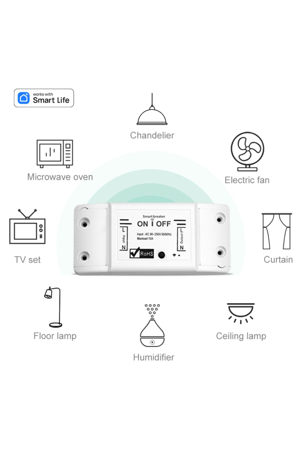 Choice-يستخدم عالميًا 110 فولت 1 عصابة Tuya Wifi Smart Switch Wireless Remote Switch Cutter Domotic LED Light C 2