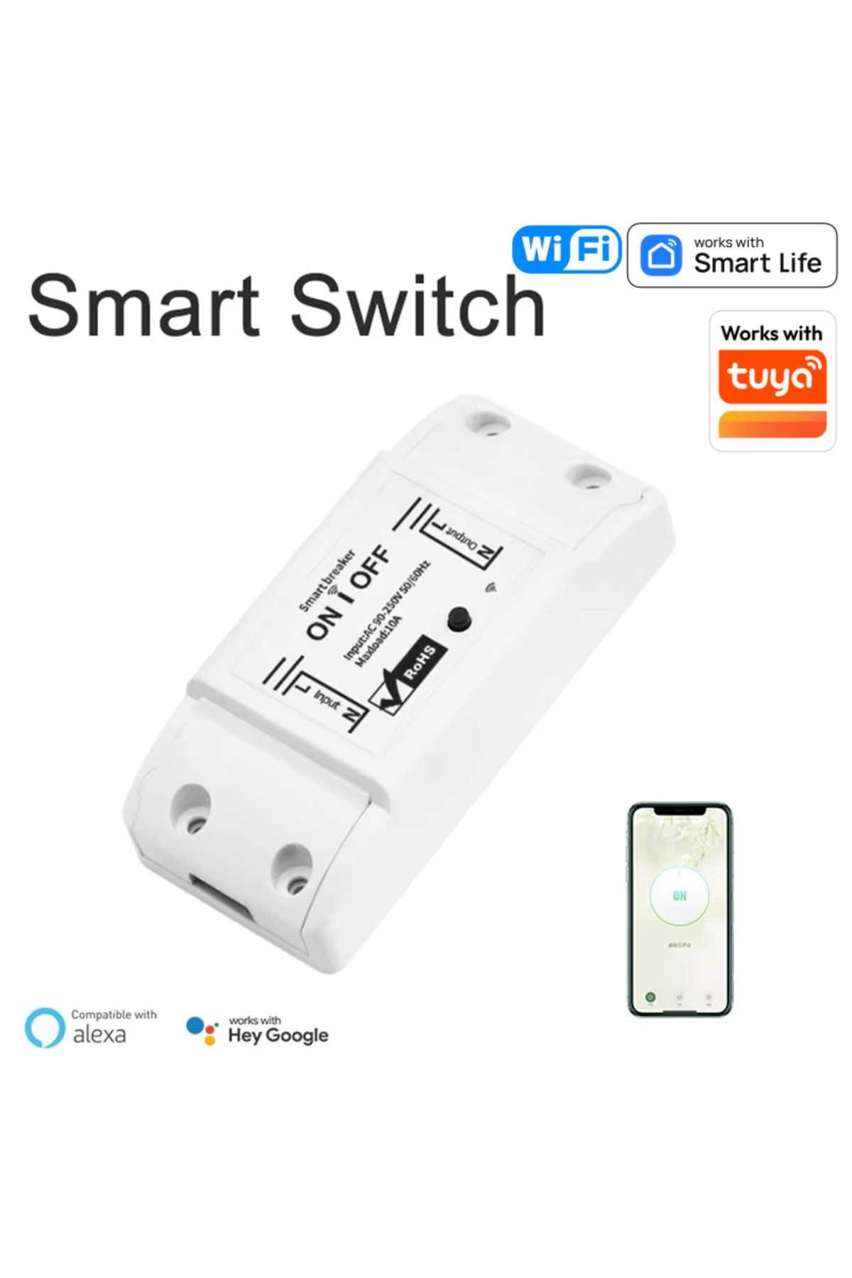 Choice-يستخدم عالميًا 110 فولت 1 عصابة Tuya Wifi Smart Switch Wireless Remote Switch Cutter Domotic LED Light C 1