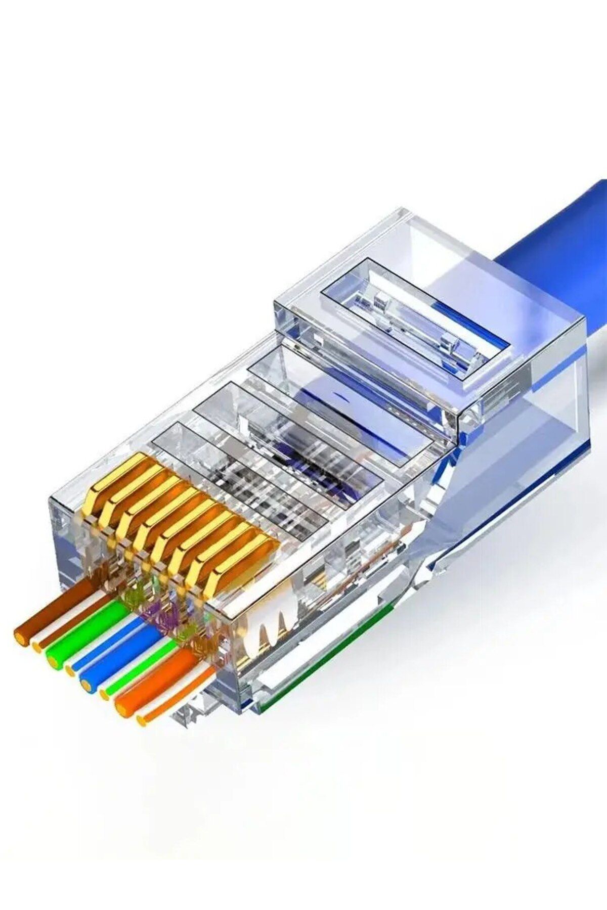 ZoeRax-100pcs 50/100 Pcs Rj45 Pass Through Connector 23awg Cat6 Cat5e Rj45 Modular Plugs Gold Plated 7