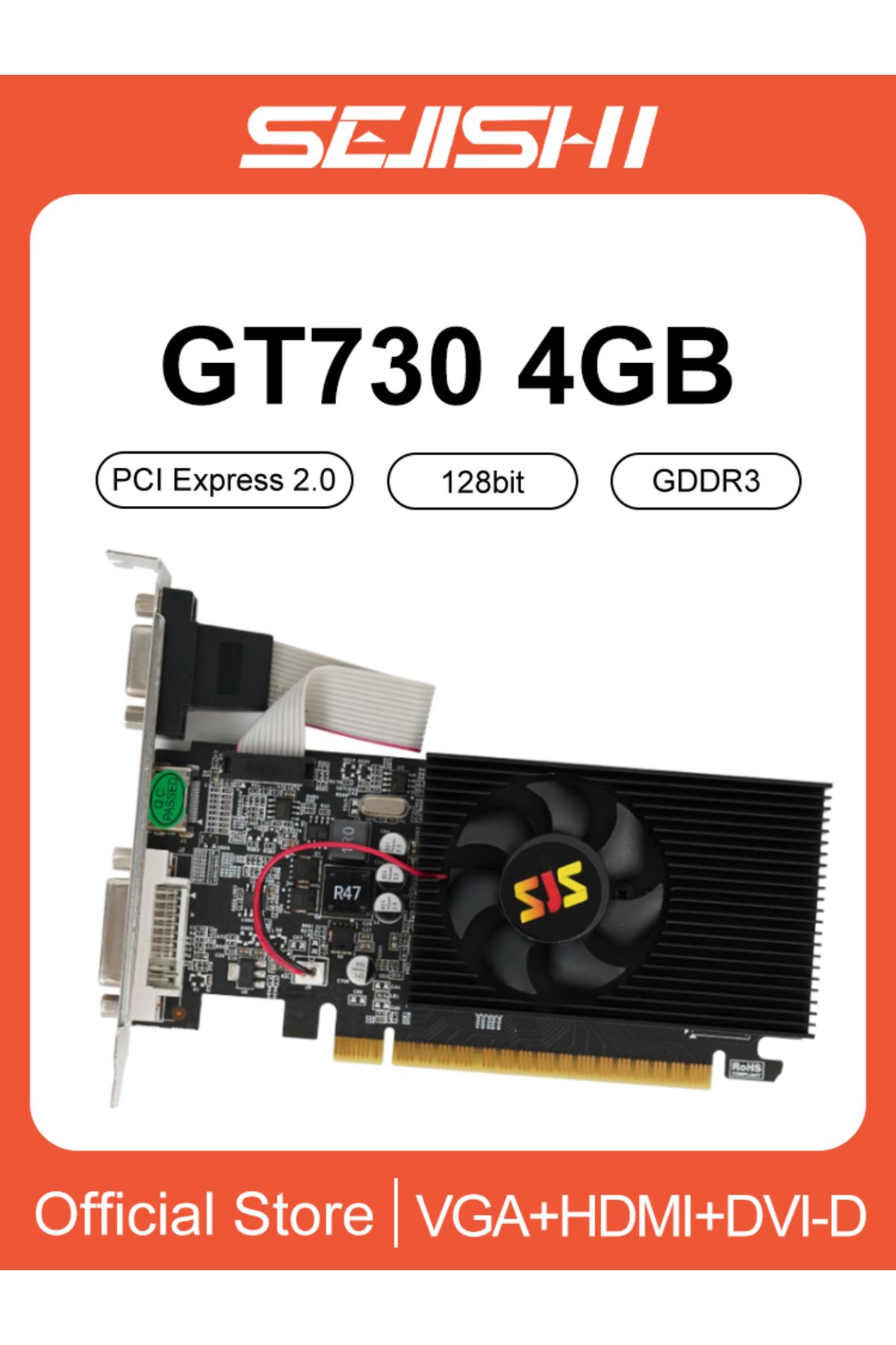 SJS-Video Card Geforce Gt730 Display Vga Cards 4gb Ddr3 128bit Computer Graphics Card For Nvidia ... 7