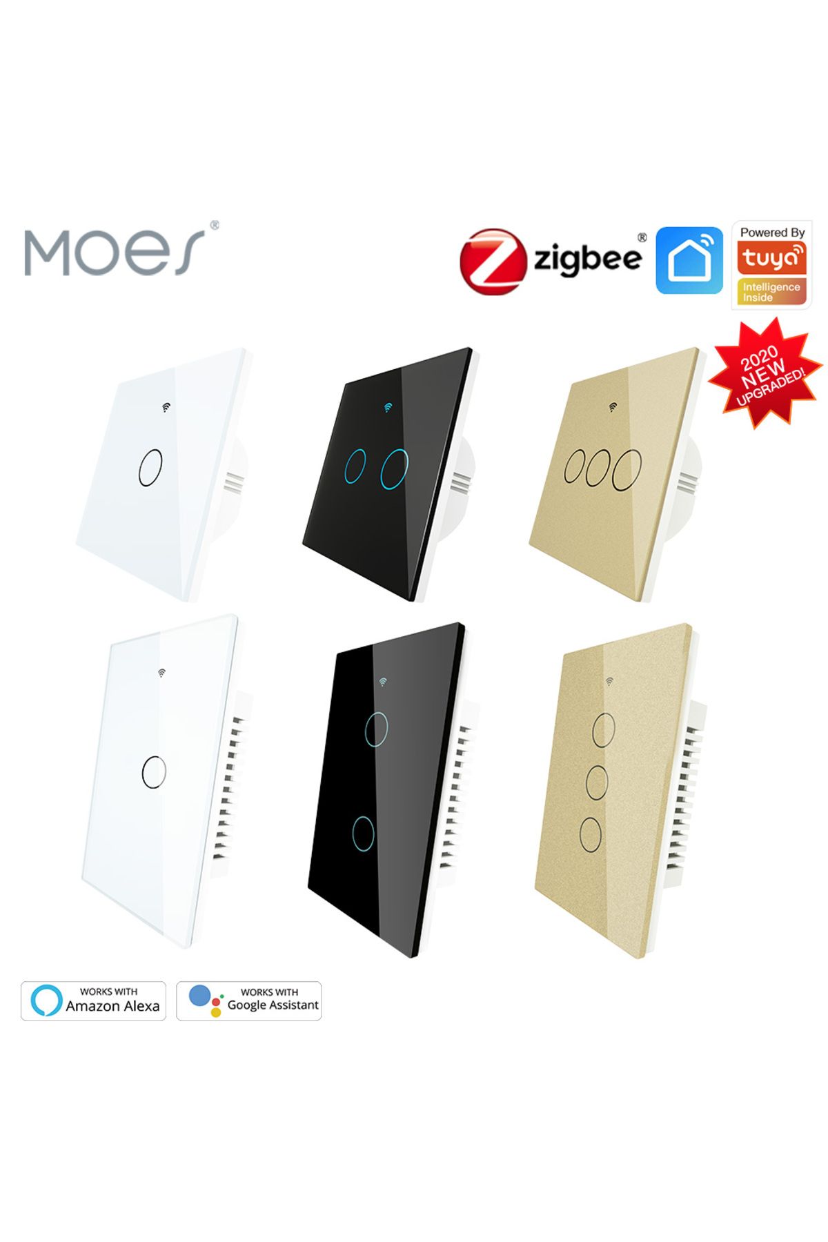 MOES-ZigBee Wall Touch Smart Light Switch With Neutral/No Neutral ,No Capacitor Smart Life/Tuya Works ... 1