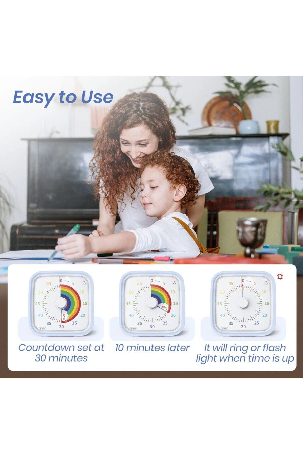 Choice-Yunbaoit Rainbow Disk Visual Timer with Protective Case, 60 Minute Countdown Timer for Kids and A... 4