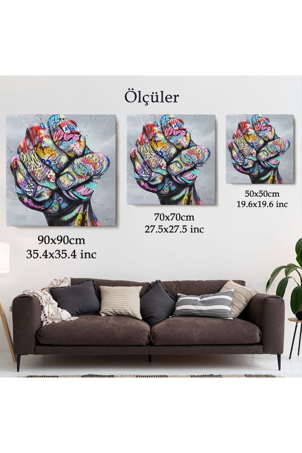 Sokak Graffiti Duvar Sanatı Kanvas Tablo, Banksy Renkli Graffiti Pop Art görsel 6