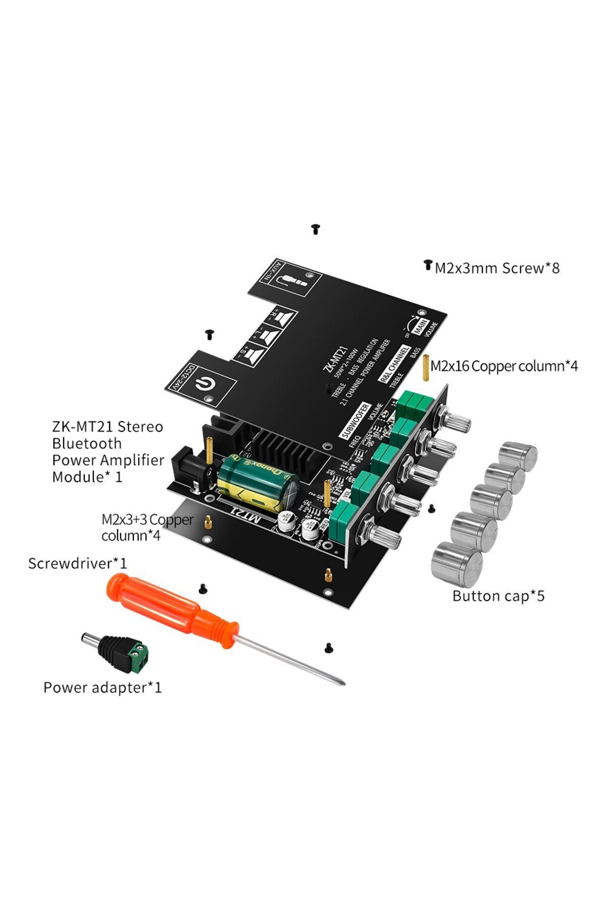 Choice-ZK-MT21 Channel Bluetooth 5.0 CS8673E 2.1 Subwoofer Amplifier Board 50W*2 +100W Power Audio Stere... 3