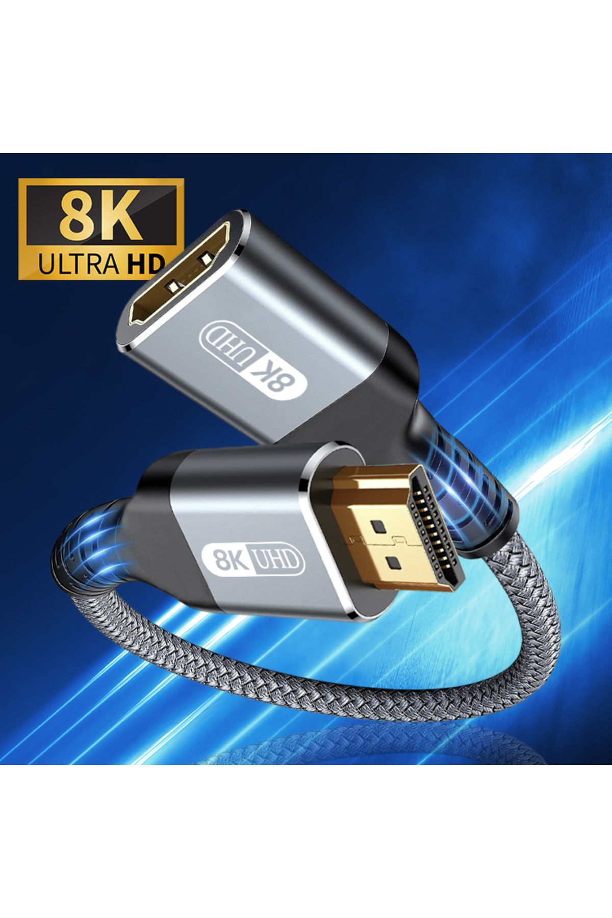 Choice-0.3m Hdmi 2.1 Extension Cable, 8k@60hz, 4k@240hz, Braided Male To Female Cord, For Roku Tv, Ps5, Hdt 1