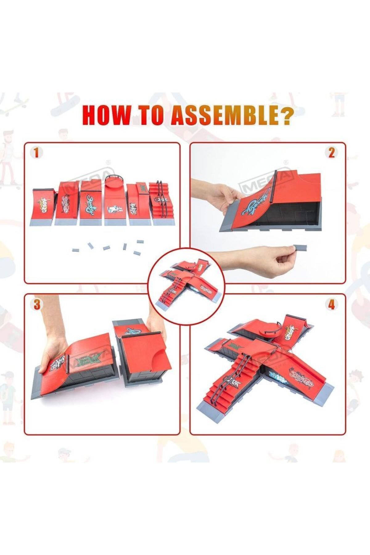 Choice-DIY Finger Skatepark 6-in-1 Set Professional Tech Practice Deck Platform Stunt Finger Skateboard ... 5