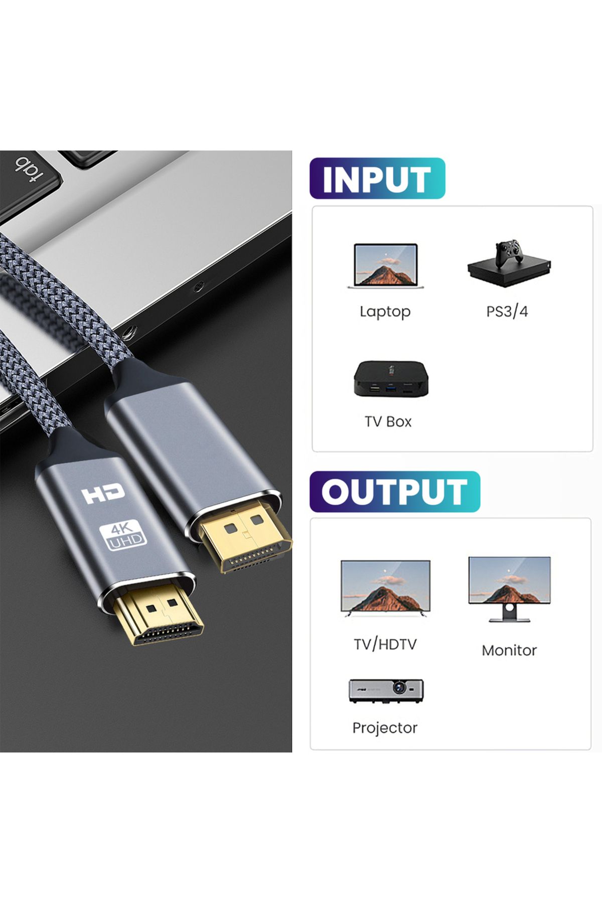 NIERBO-DP to HDMI compatible Cable 4K 60Hz DisplayPort to HD Adapter Display Port Video Audio for PC HDT... 3