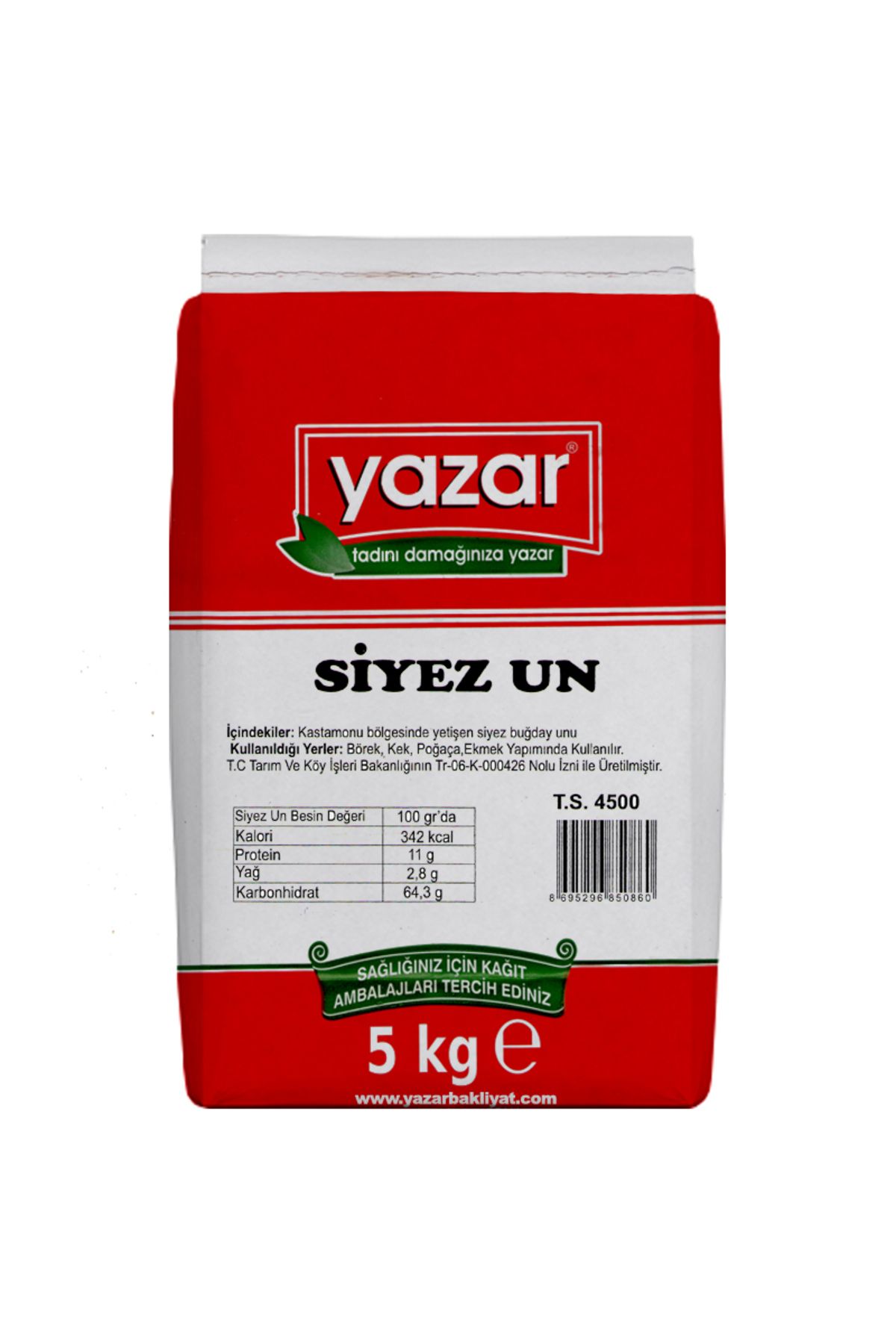 YAZAR Taş Değirmende Öğütülmüş Siyez Unu 5 Kg