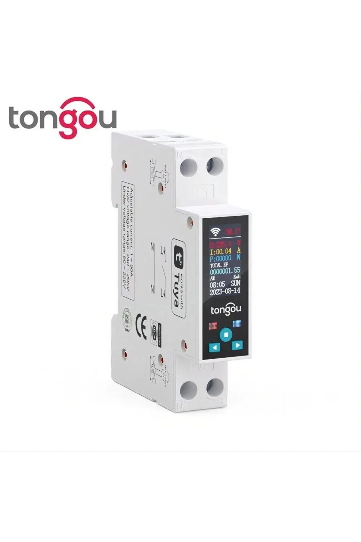 TONGOU-1-50a Adjustable 1p 50a Tuya Wifi Smart Switch Circuit Breaker Led Energy Meter Kwh Power Metering T 2