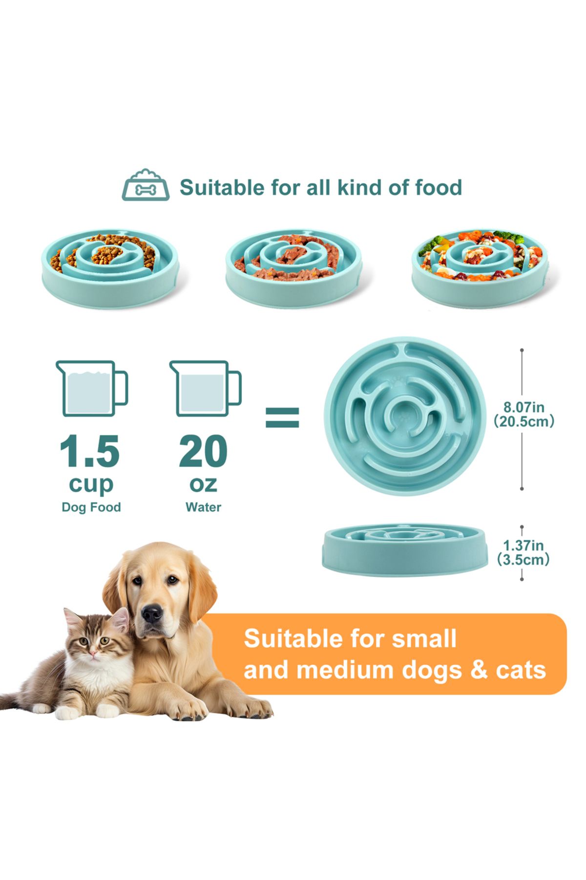 Choice-Pet Dog Slow Feeder Bowl Fun Non Slip Anti-Gulping Slower Food Feeding Dishes Eco Dog Bowl for La... 6