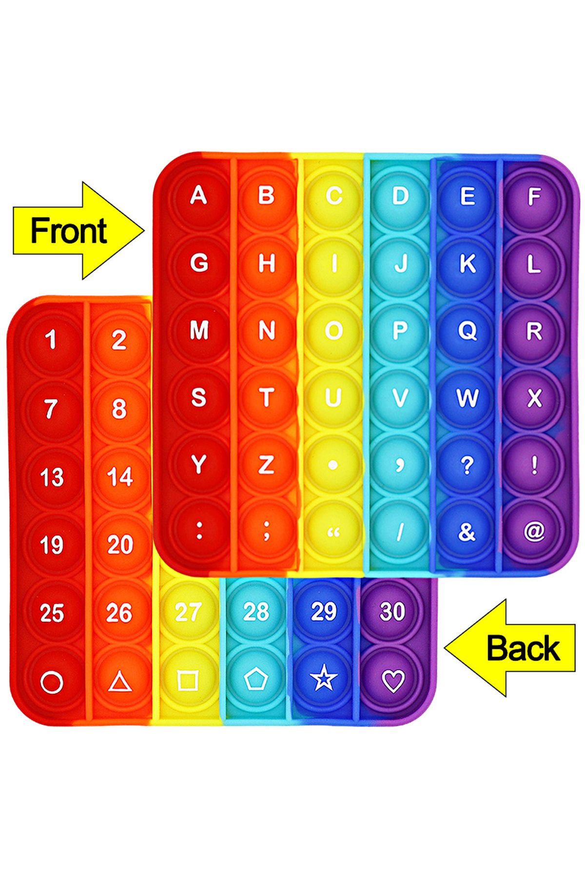 Choice-Letter Nums 2 In 1 Front Letters Back Numbers 2 In 1 Pop Fidget Toys, Push Its Bubble Sensory Pop Ed 1