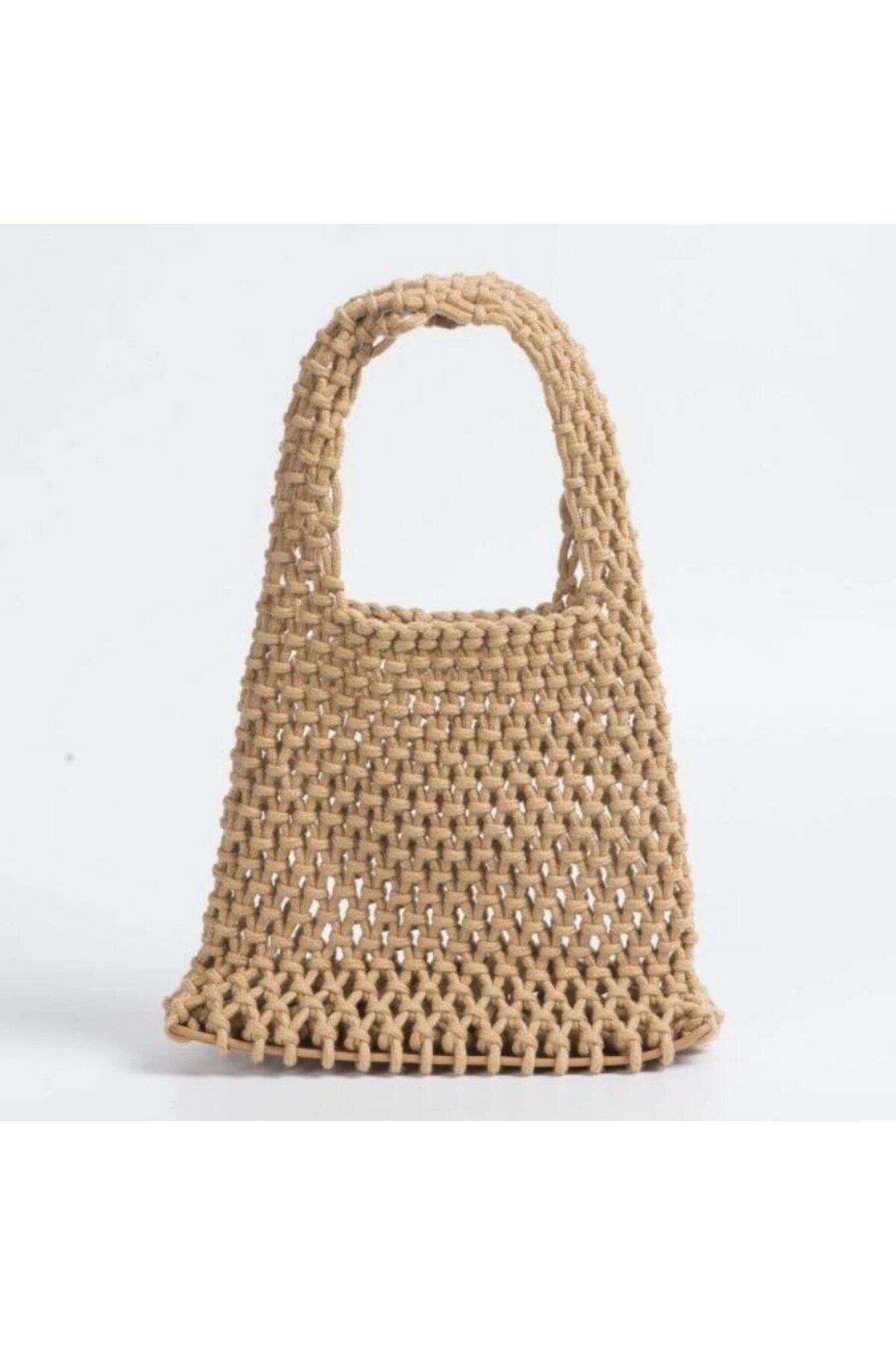 Choice-Xh23-206khaki Ladies Summer Macrame Bucket Bag Phone Purse Handmade Hollow Out Cotton Rope Crochet B 1