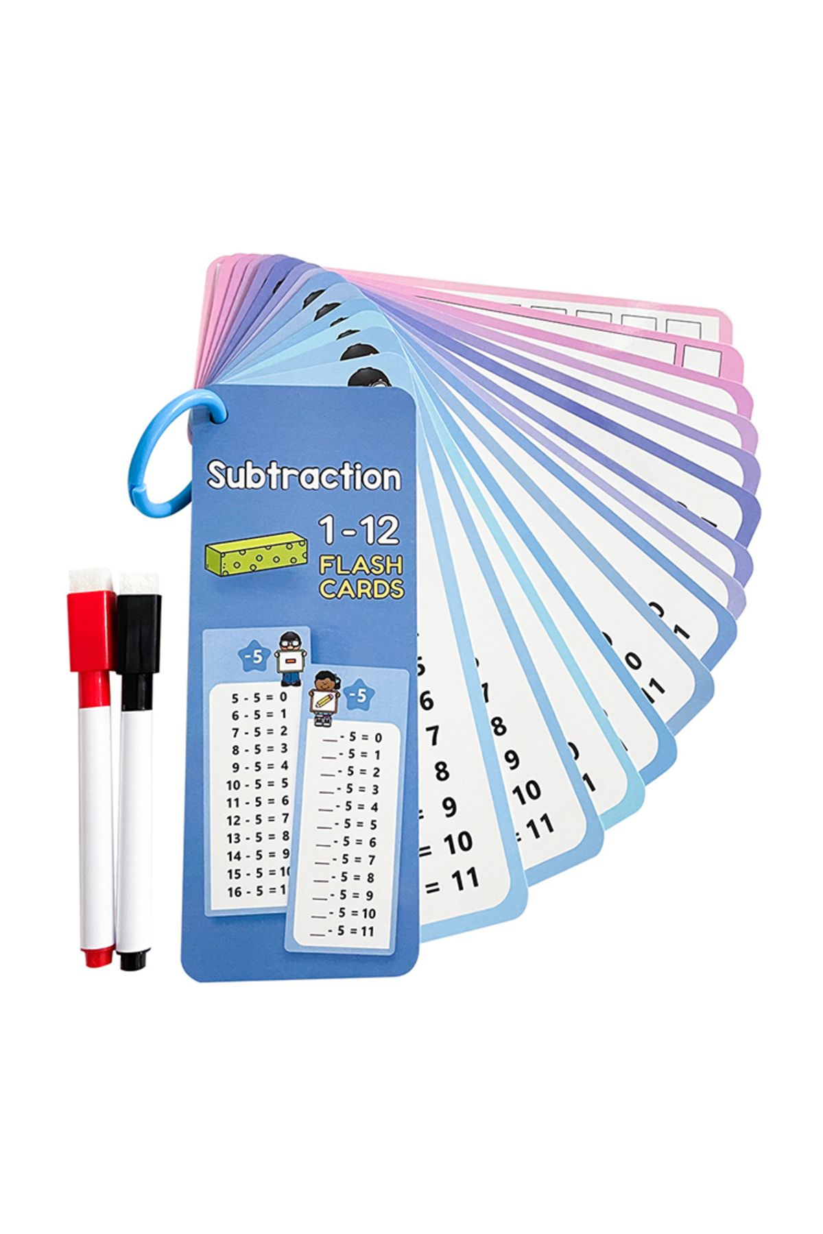 GSF-1-12 Subtraction Facts Charts, Subtraction Table Cards, Self Check Math Learning Tool, Montessori... 8