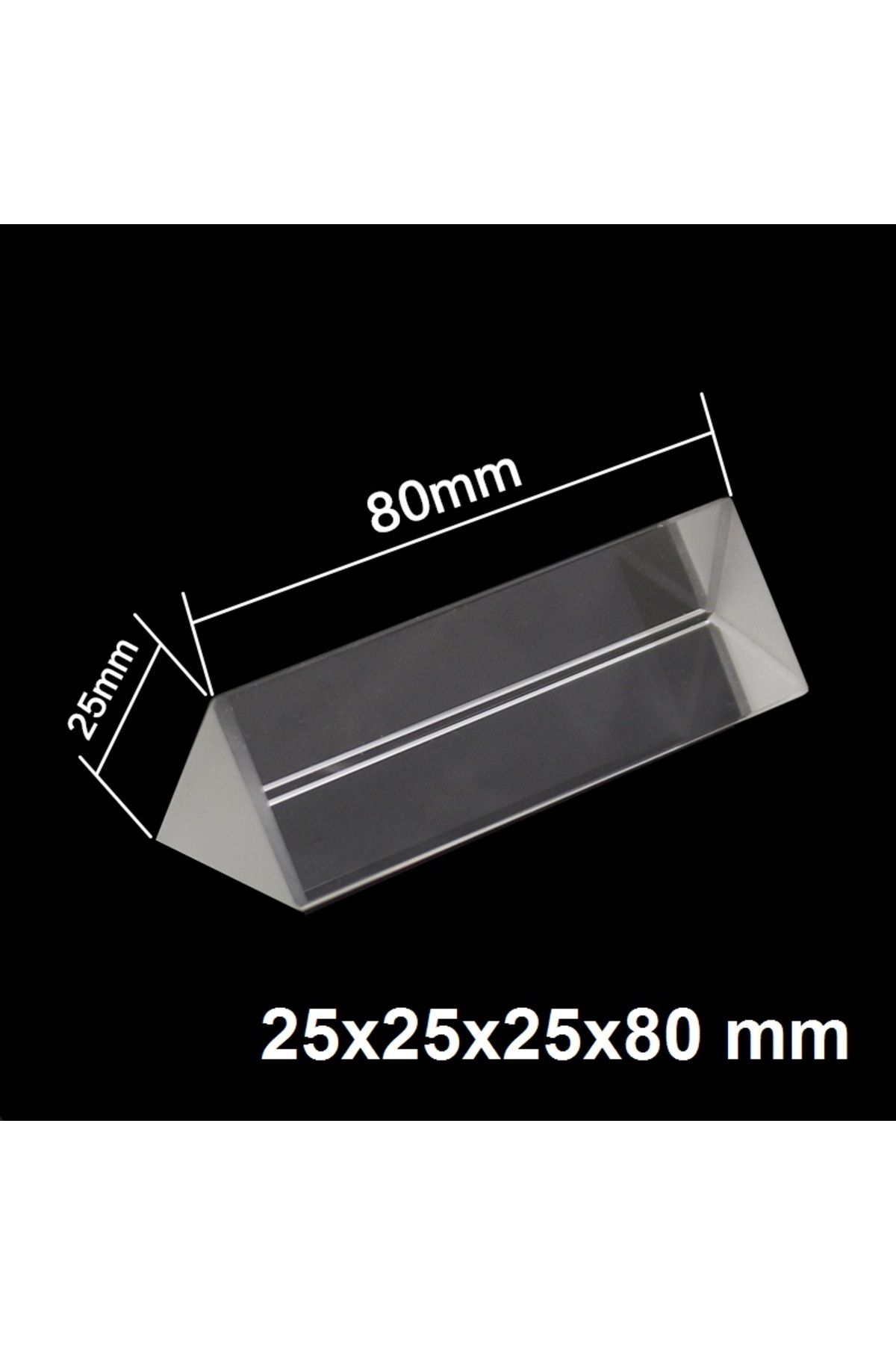 Choice-25x25x80mm Triangular Prism BK7 Optical Prisms Glass Physics Teaching Refracted Light Spectrum Ra... 3