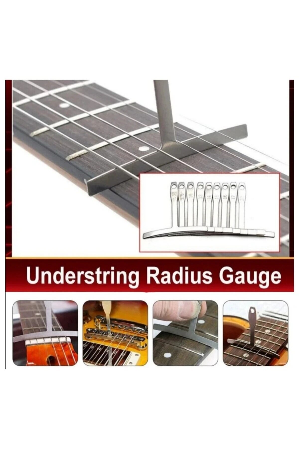 Miwayer-9 Pcs Guitar Radius Gauge Under String Radius Gauge String Gauges Luthier Tools for Guita... 7